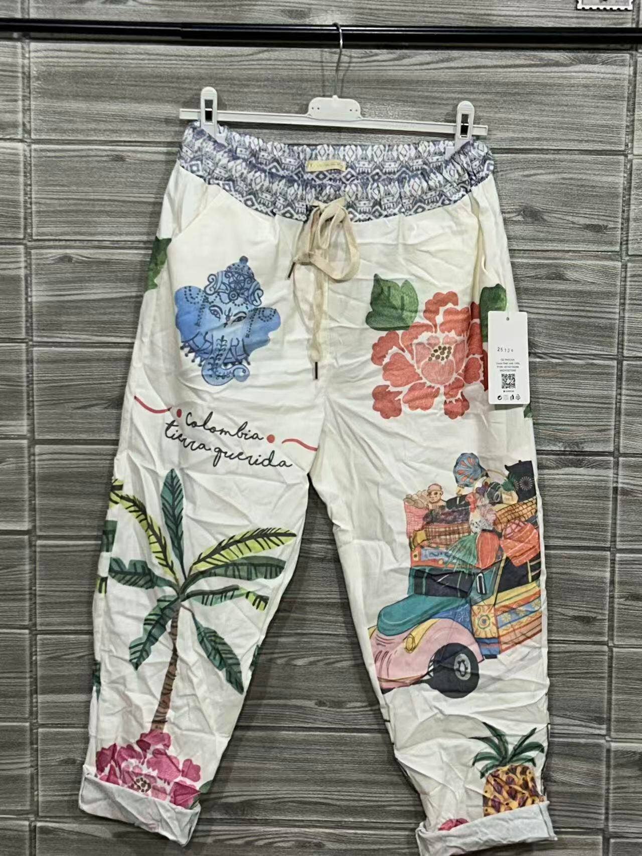 ZOPTBGR Printed Pants Green