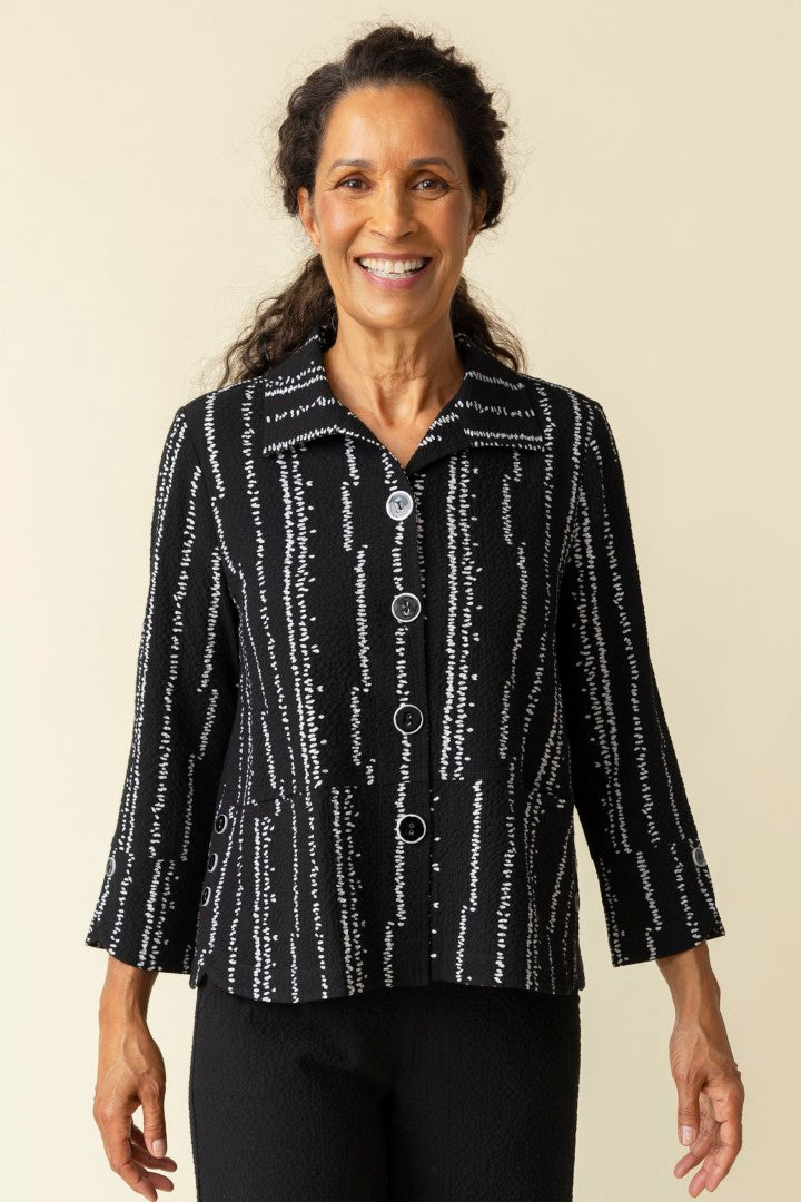 CRINKLE CREPE BUD TULIP HEM SWING JACKET
