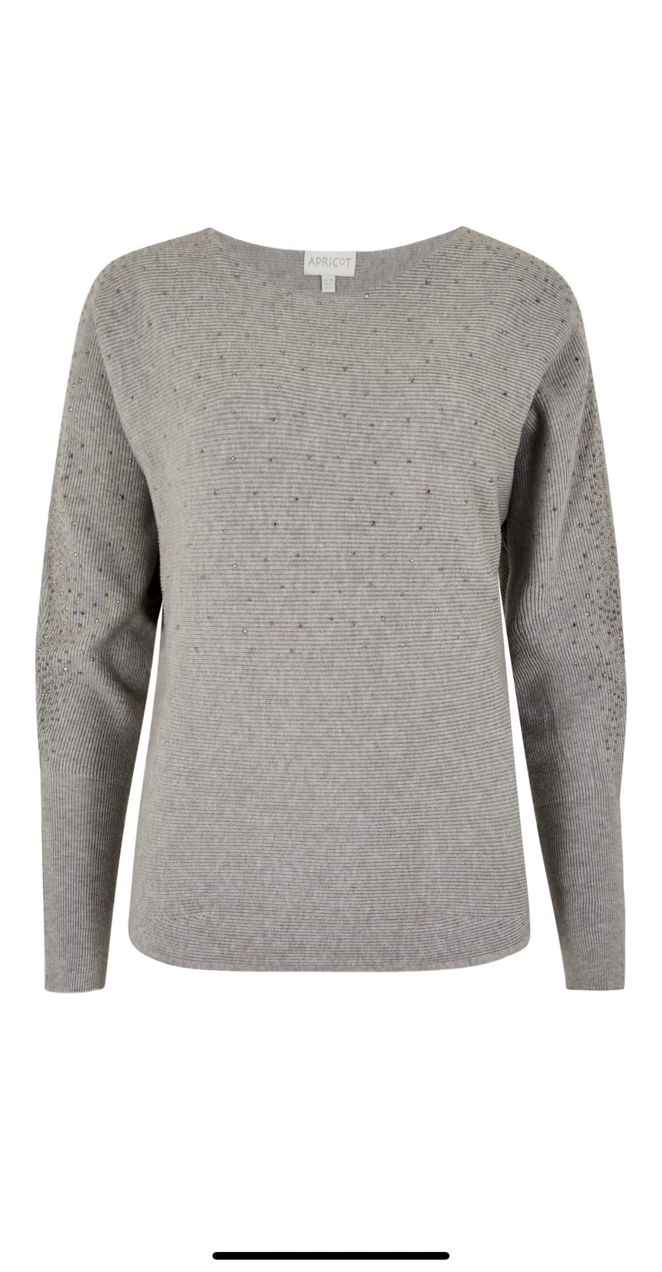 STUD NECK RIBBED BATWING SWEATER