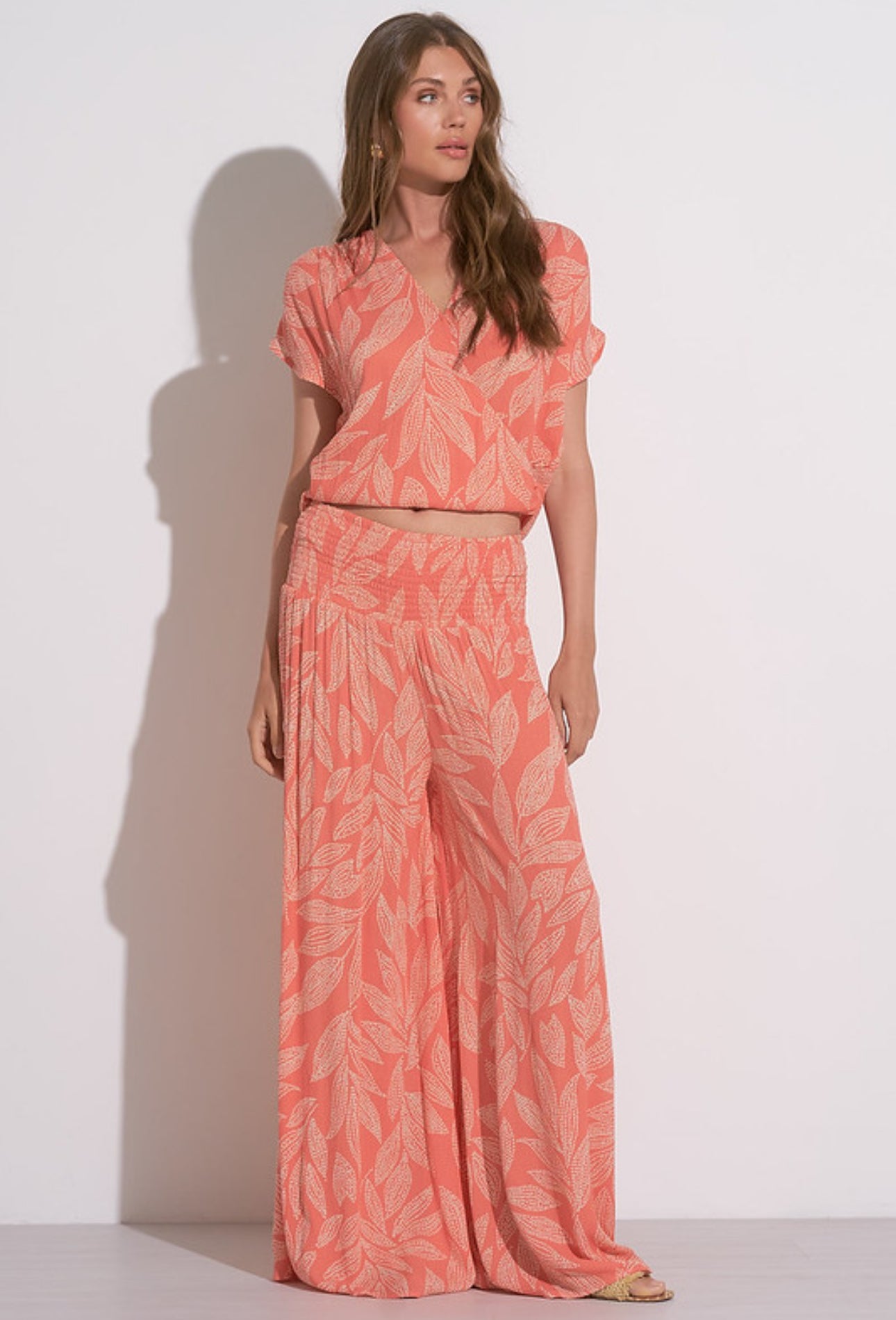 CORAL PRINT PALAZZO PANTS