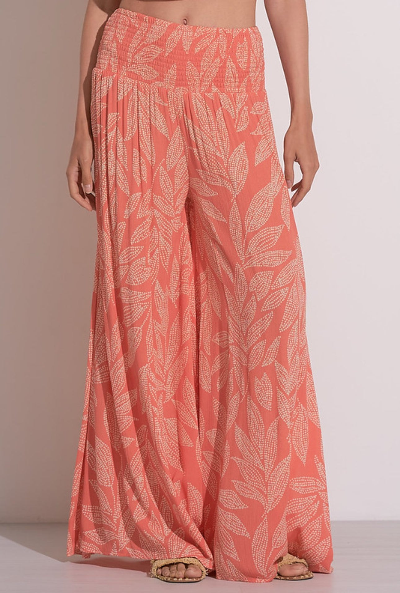 CORAL PRINT PALAZZO PANTS