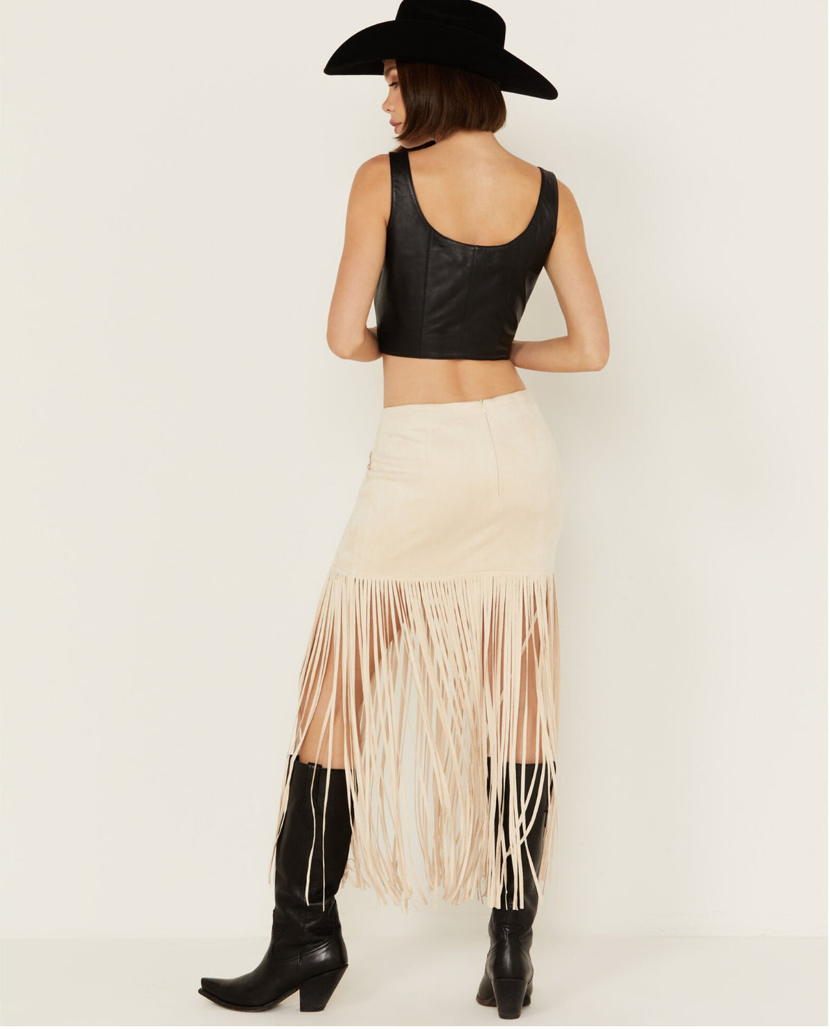 SUEDE FRINGE SKIRT