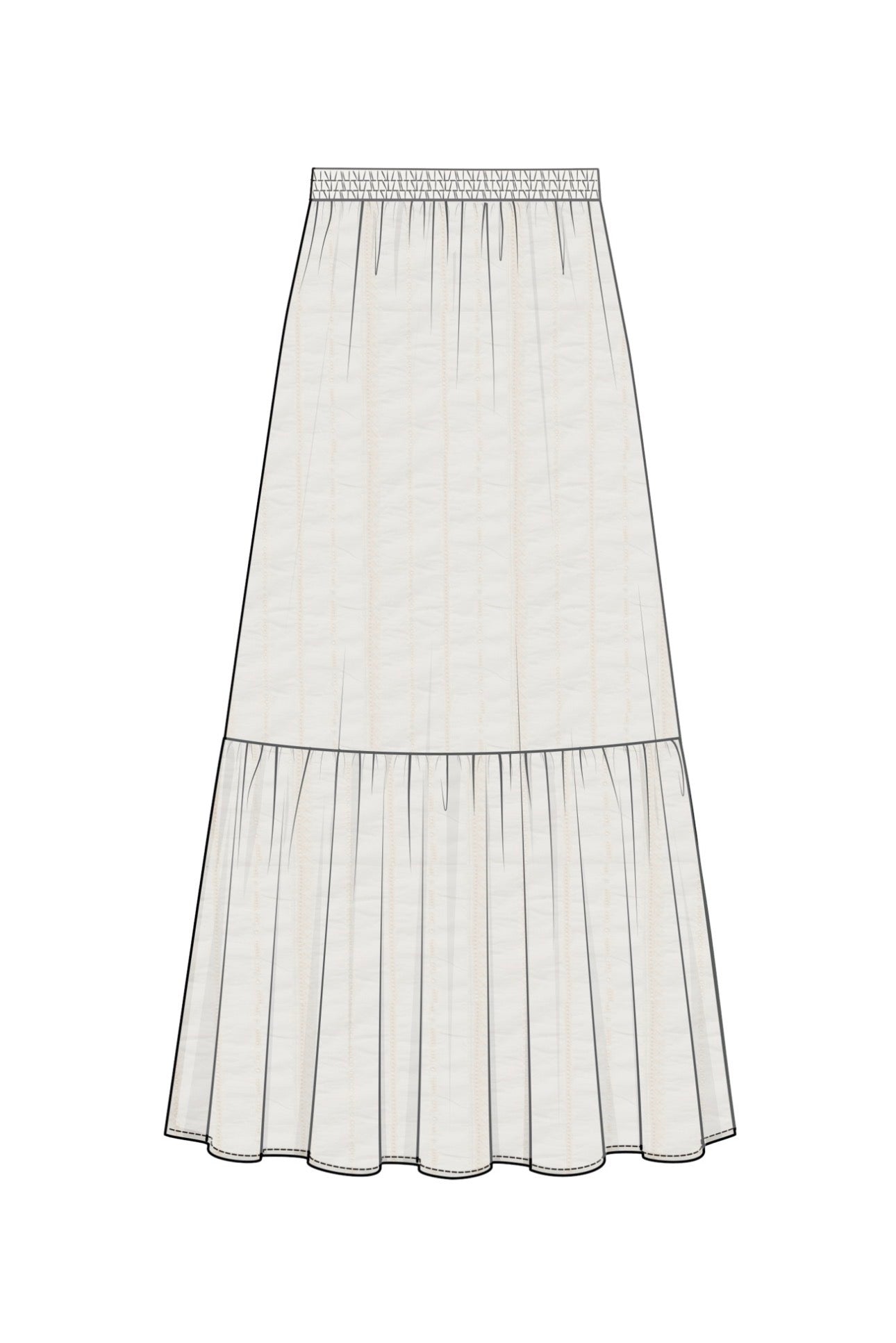 Tiered woven pull on maxi skirt in cream