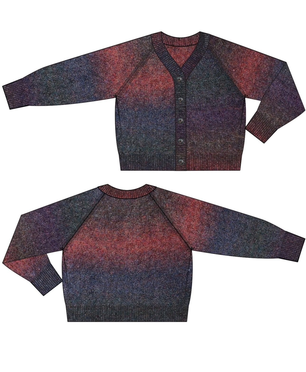 LONG SLEEVE RAGLAN CARDIGAN SWEATER