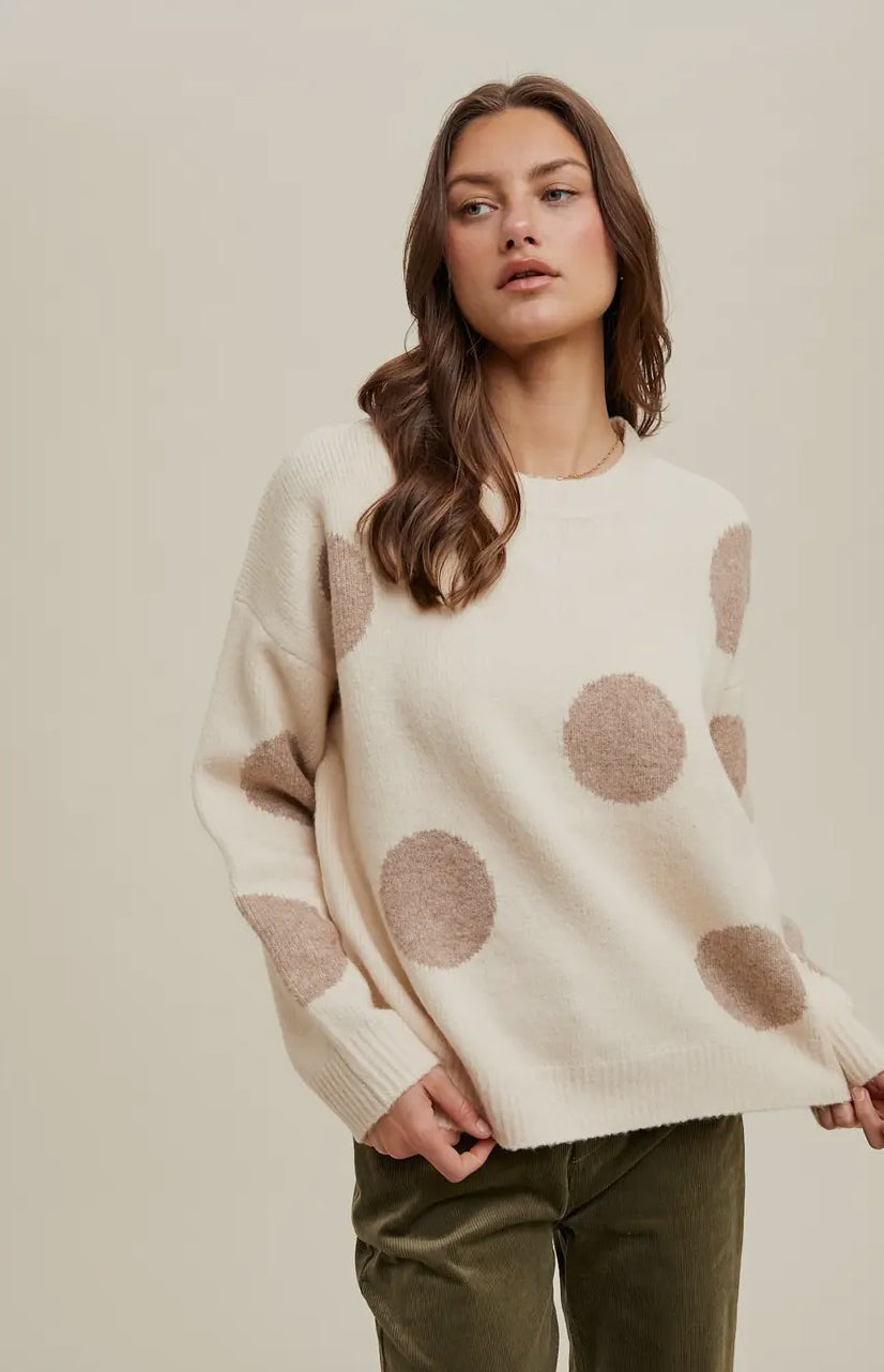 Grey/Oatmeal POLKA DOT SWEATER (not pictured color)