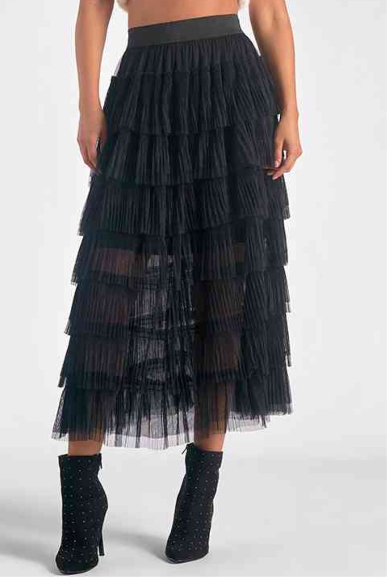 LAYERED TULLE SKIRT IN BLACK