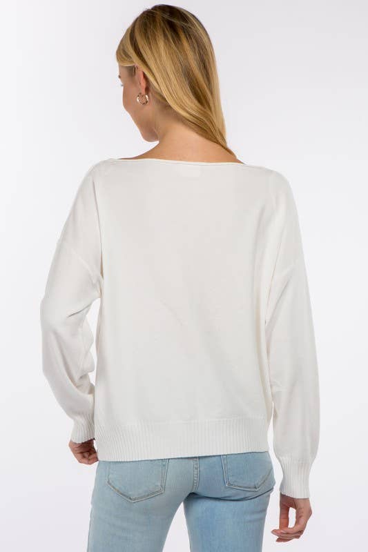Boat Neck Pullover Sweater