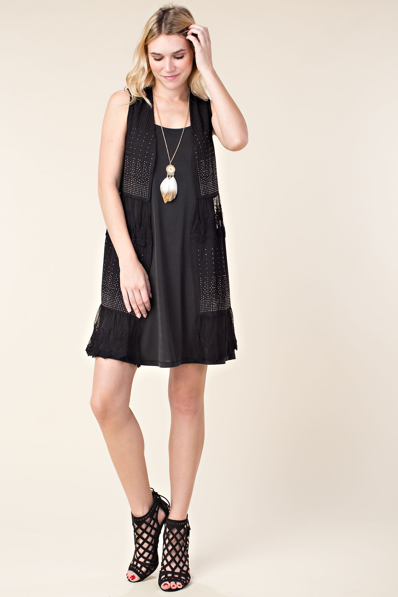 KNIT VEST W/ RHINESTONES