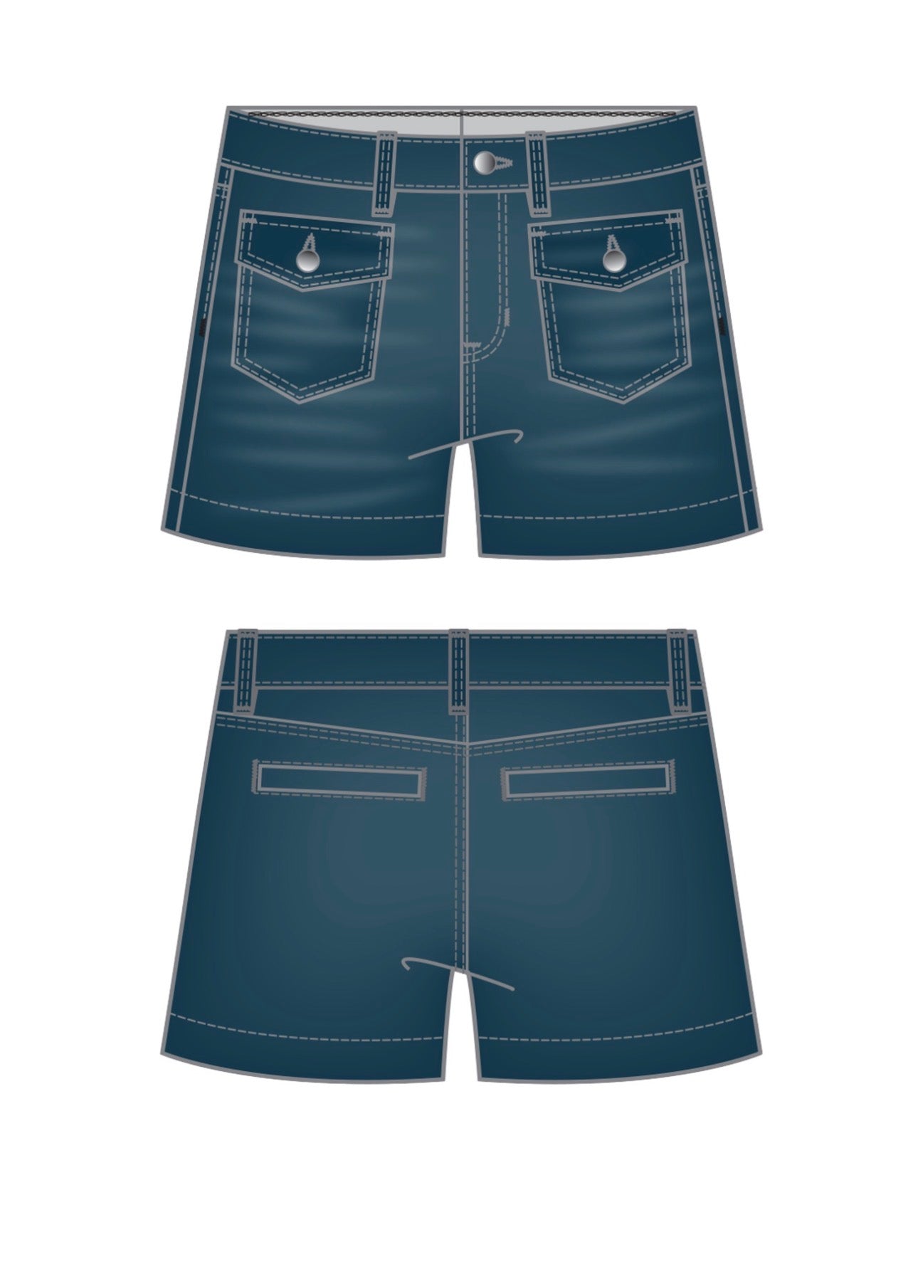 Vintage short with flap front pockets, 4.5 inch inseam