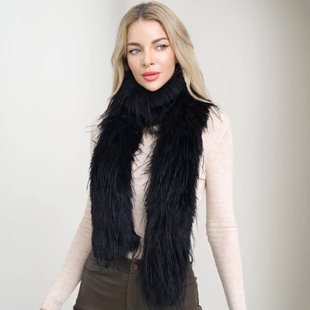 Fluffy Faux Long Fur Long Wrap Scarf