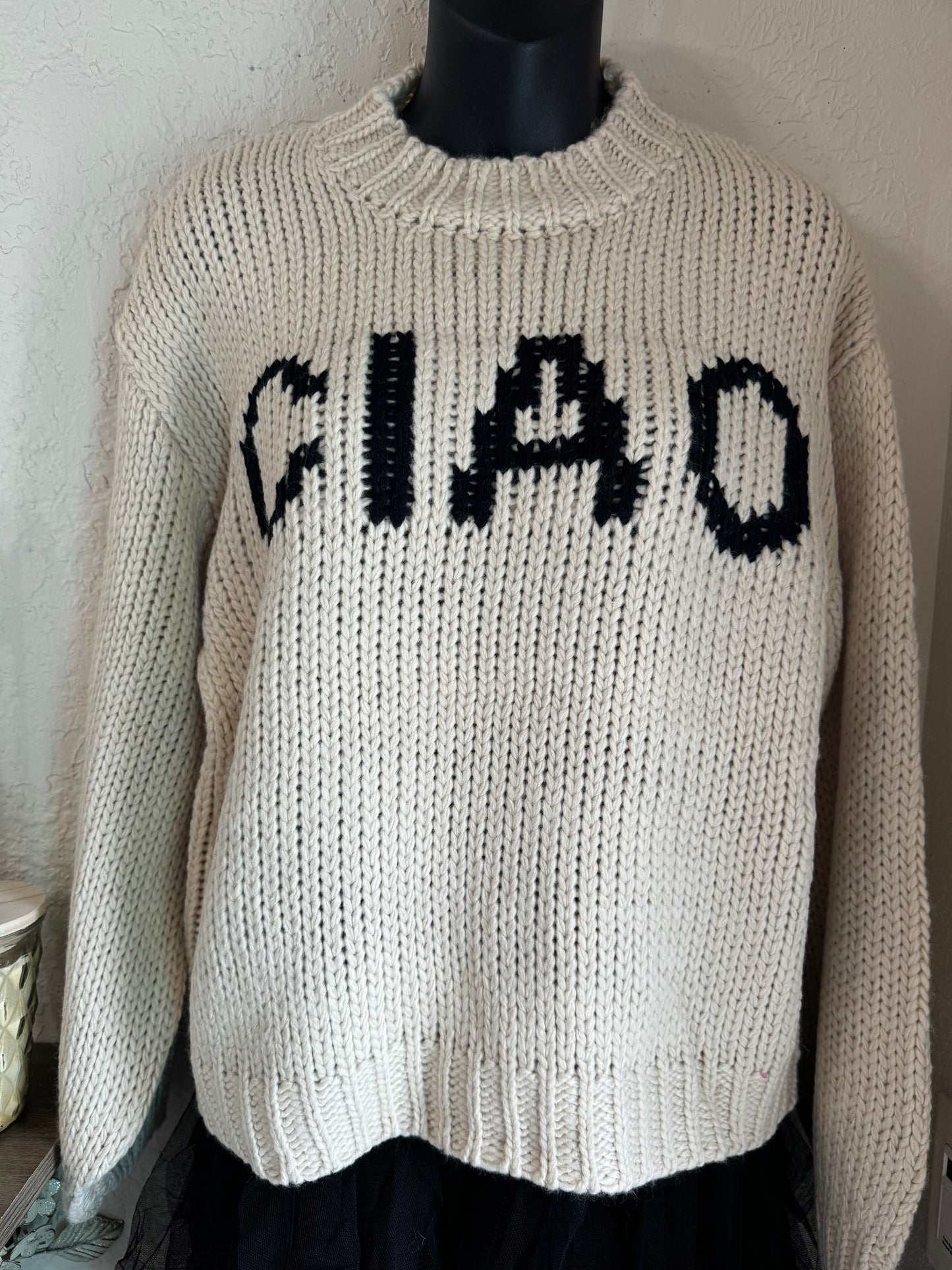 CABLE KNIT SWEATER Ciao or Game Day