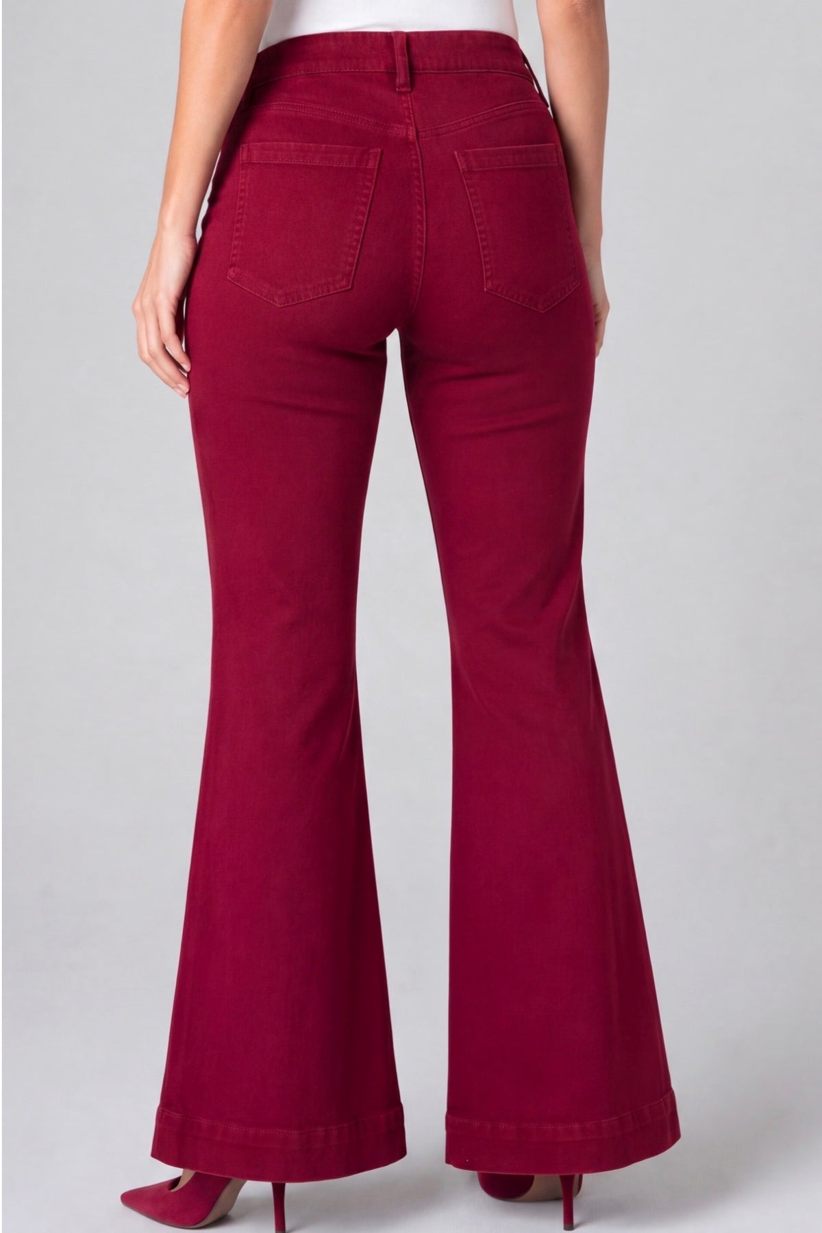 Hannah, comfort waist with flair in Cranberry