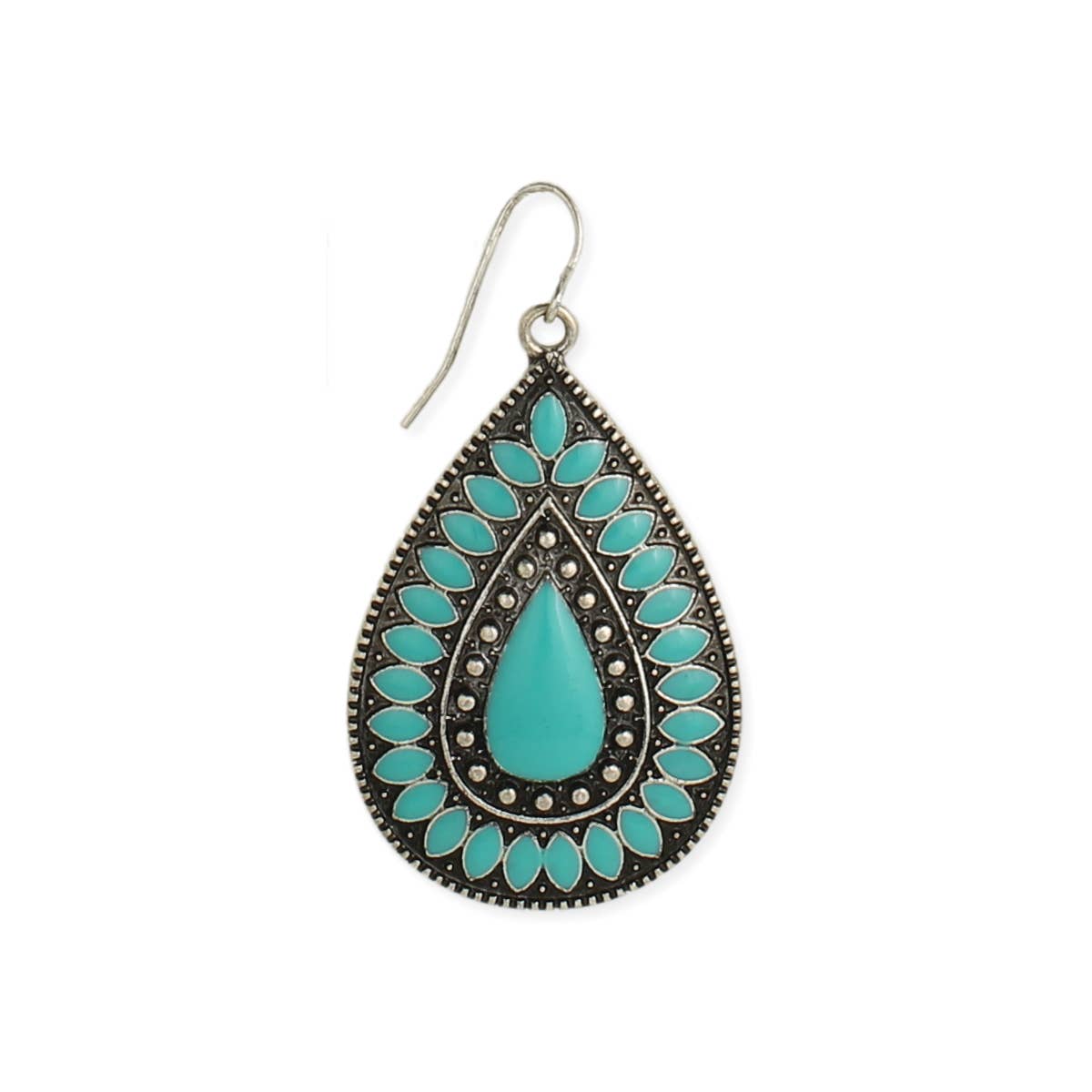 Turquoise Rain Silver & Enamel Teardrop Earring