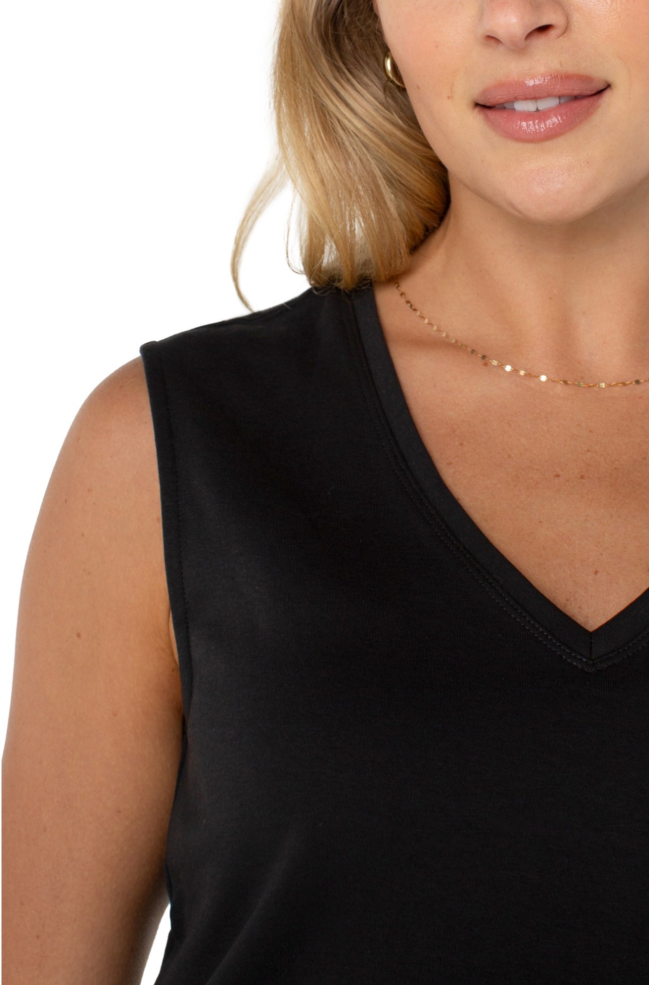 Sleeveless V Neck Knit Top