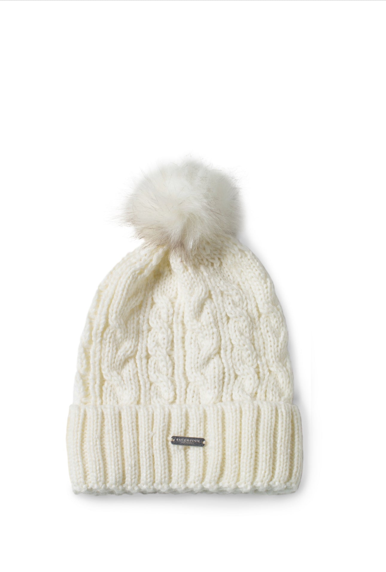 CABLE KNIT BEANIE WITH FAUX FUR