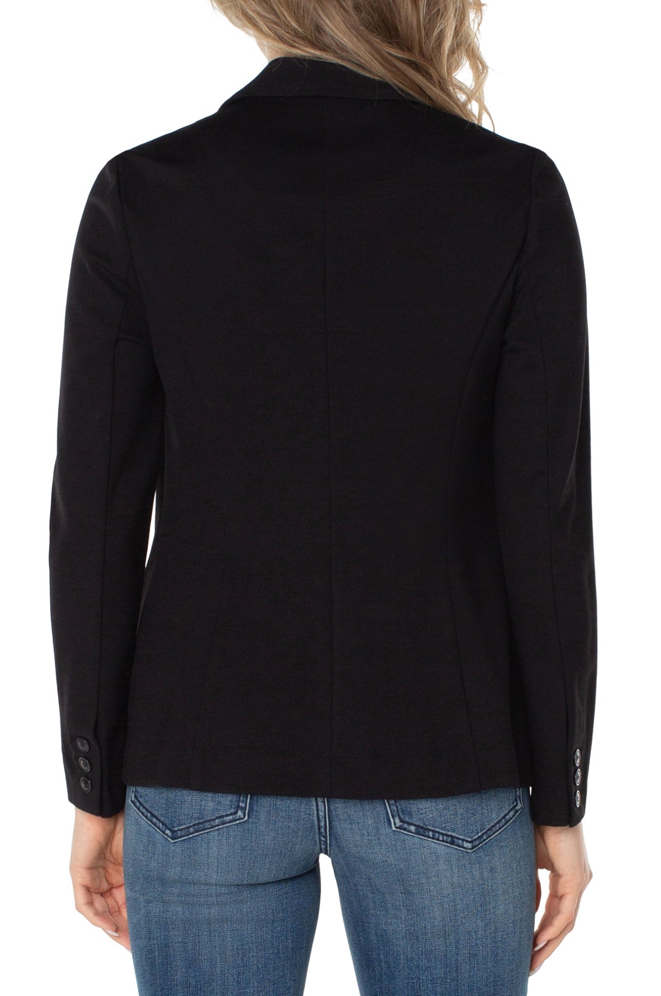 BLACK FITTED BLAZER WITH STRETCH AND BUTTON