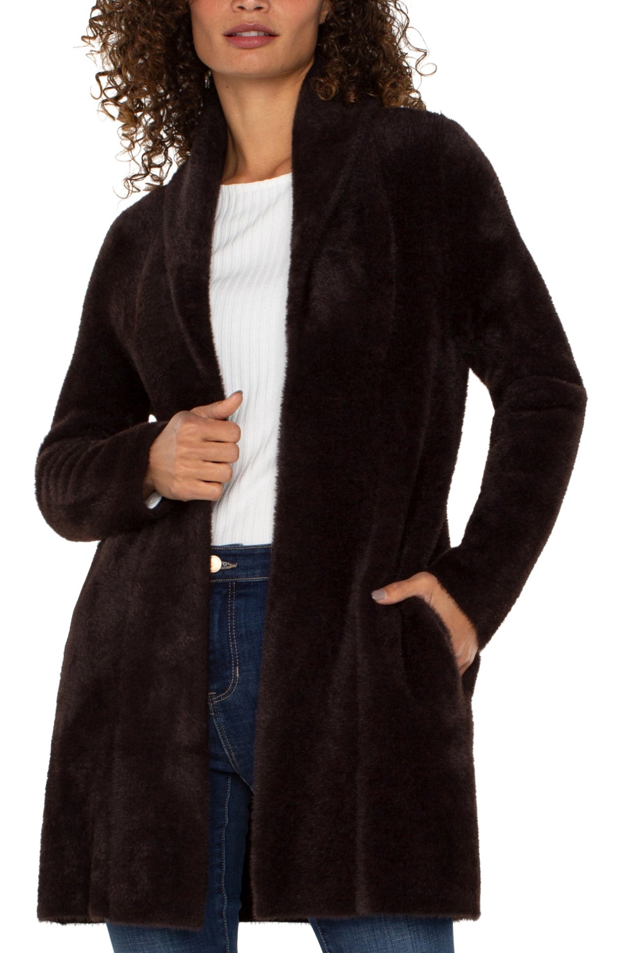 MINK LOOK OPEN FRONT COATIGAN