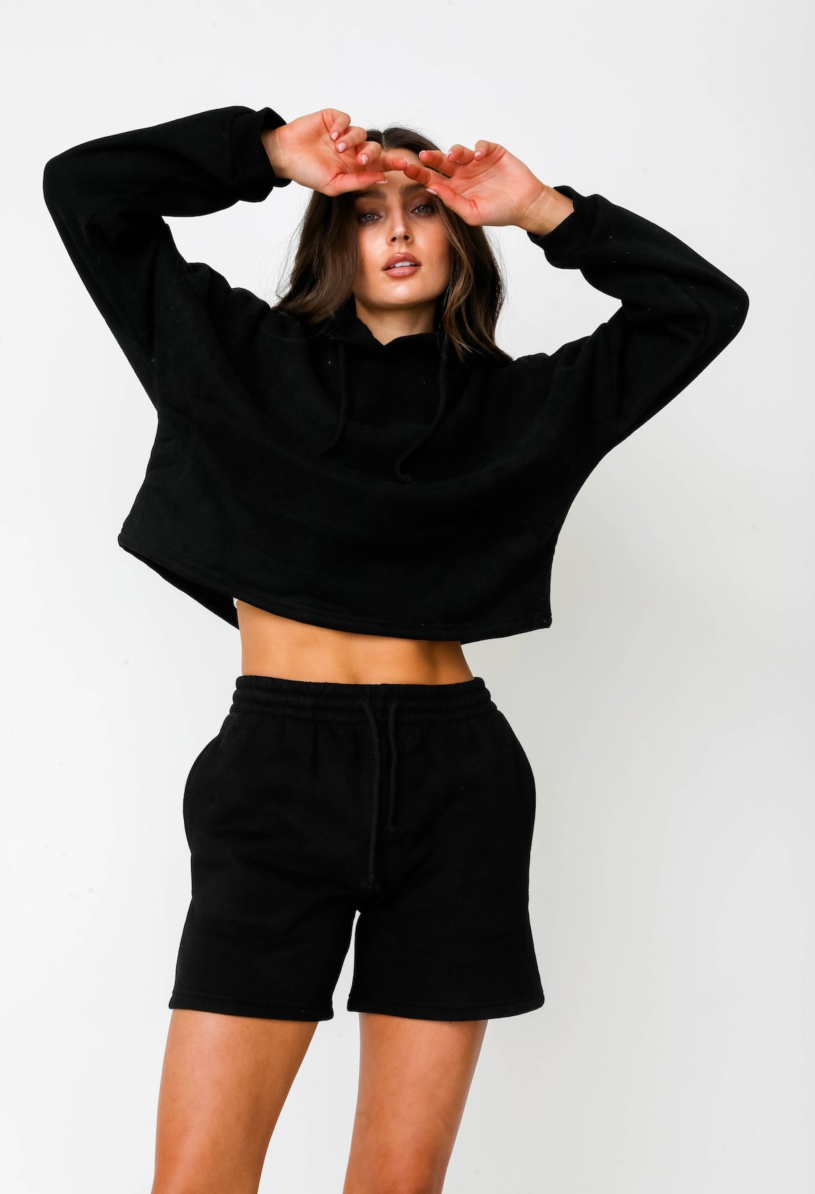SHACI CROP BLACK HOODIE