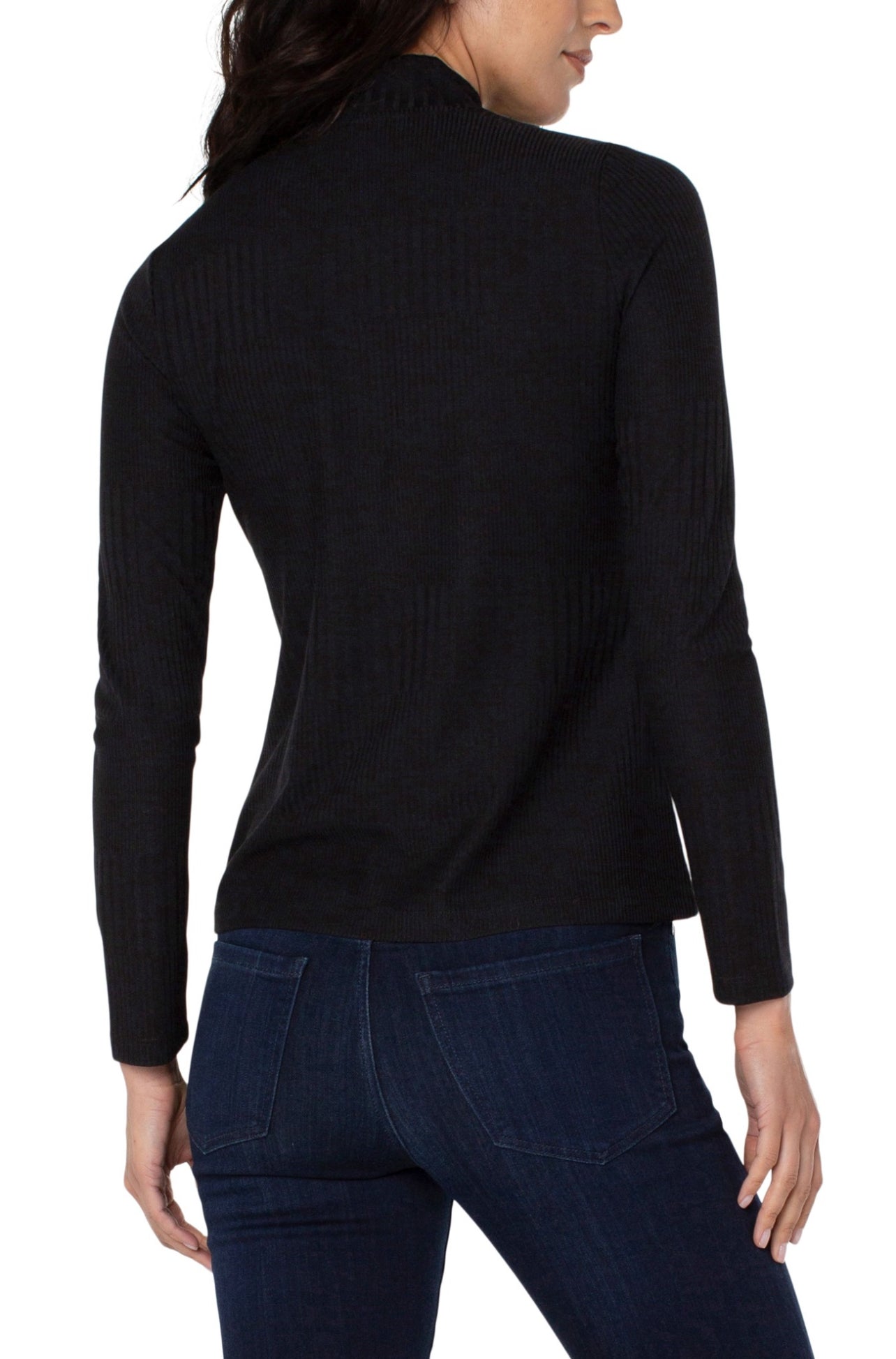 Mock neck ribbed top