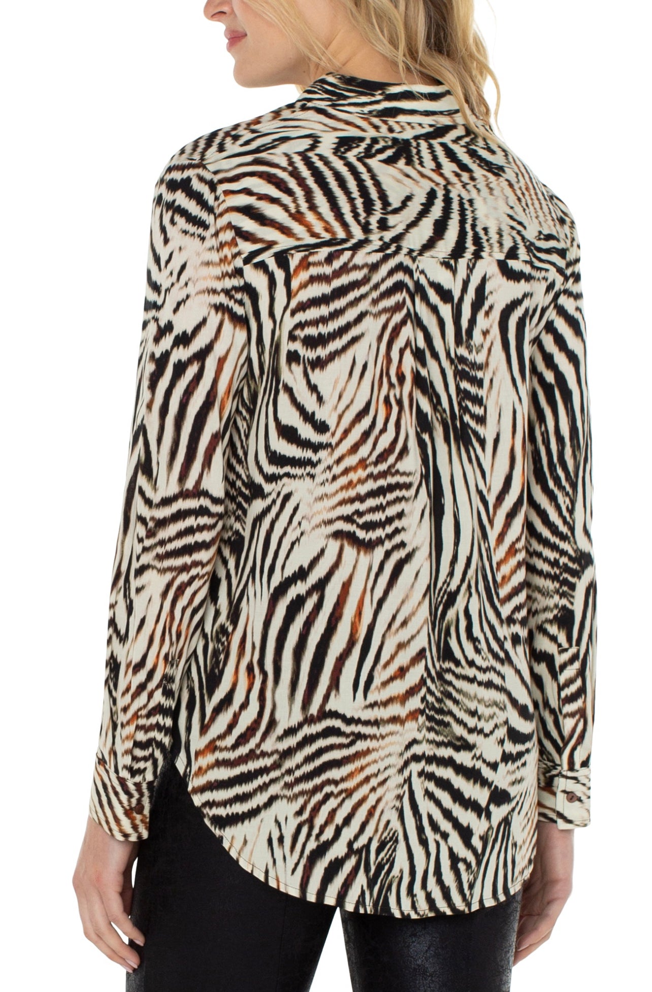 BUTTON FRONT WOVEN BLOUSE