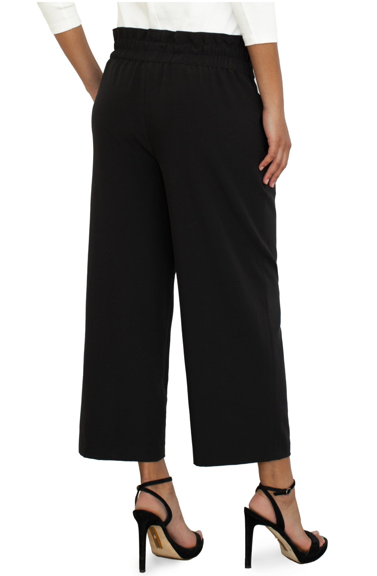 BELTED PAPERBAG WIDE LEG CROP