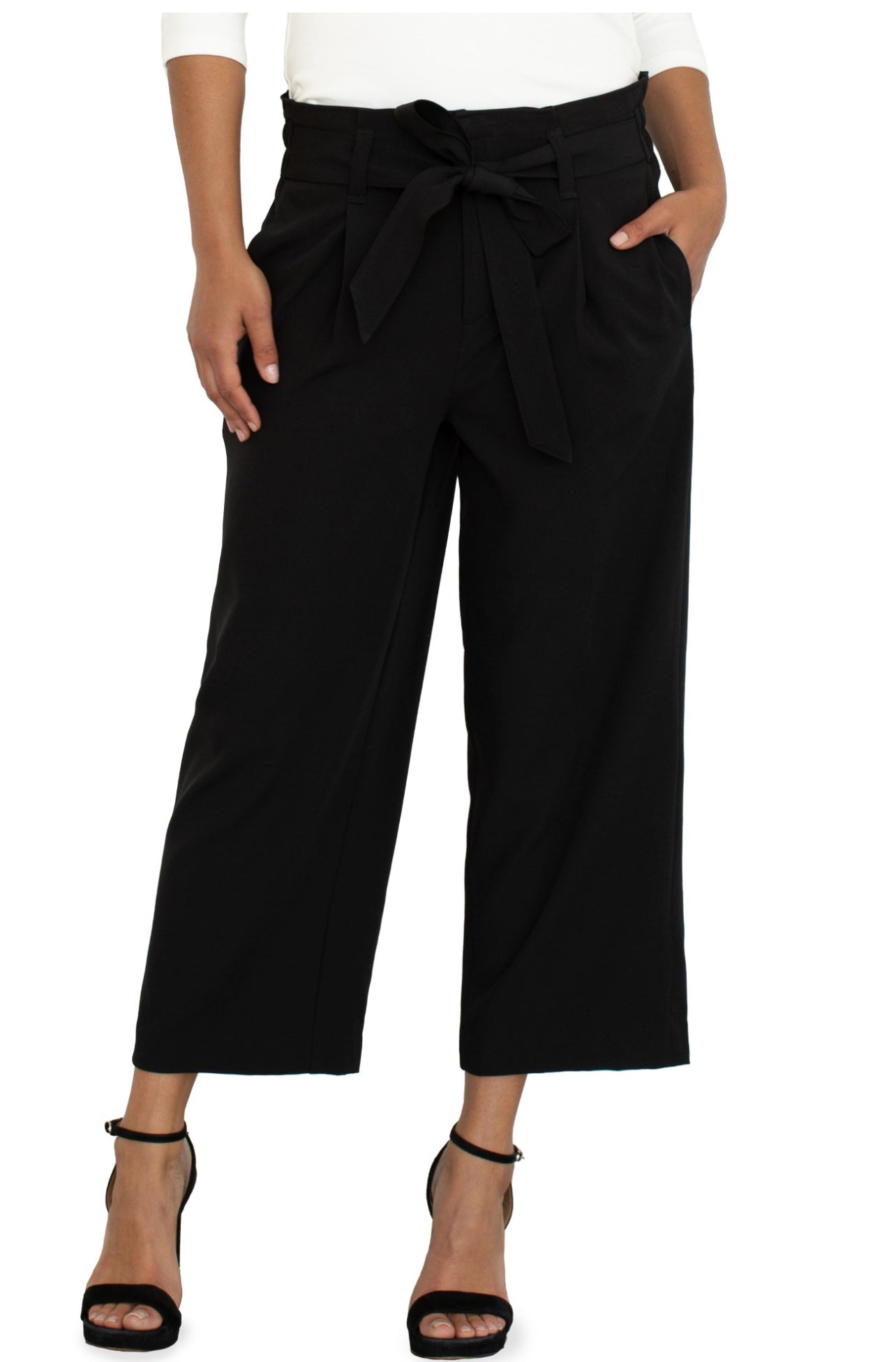 BELTED PAPERBAG WIDE LEG CROP