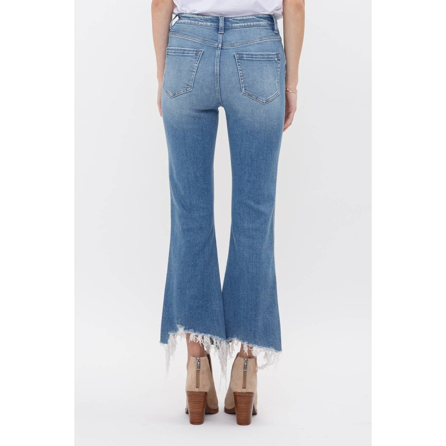MOSCATO HIGH RISE CROP FLARE WITH UNEVEN HEM