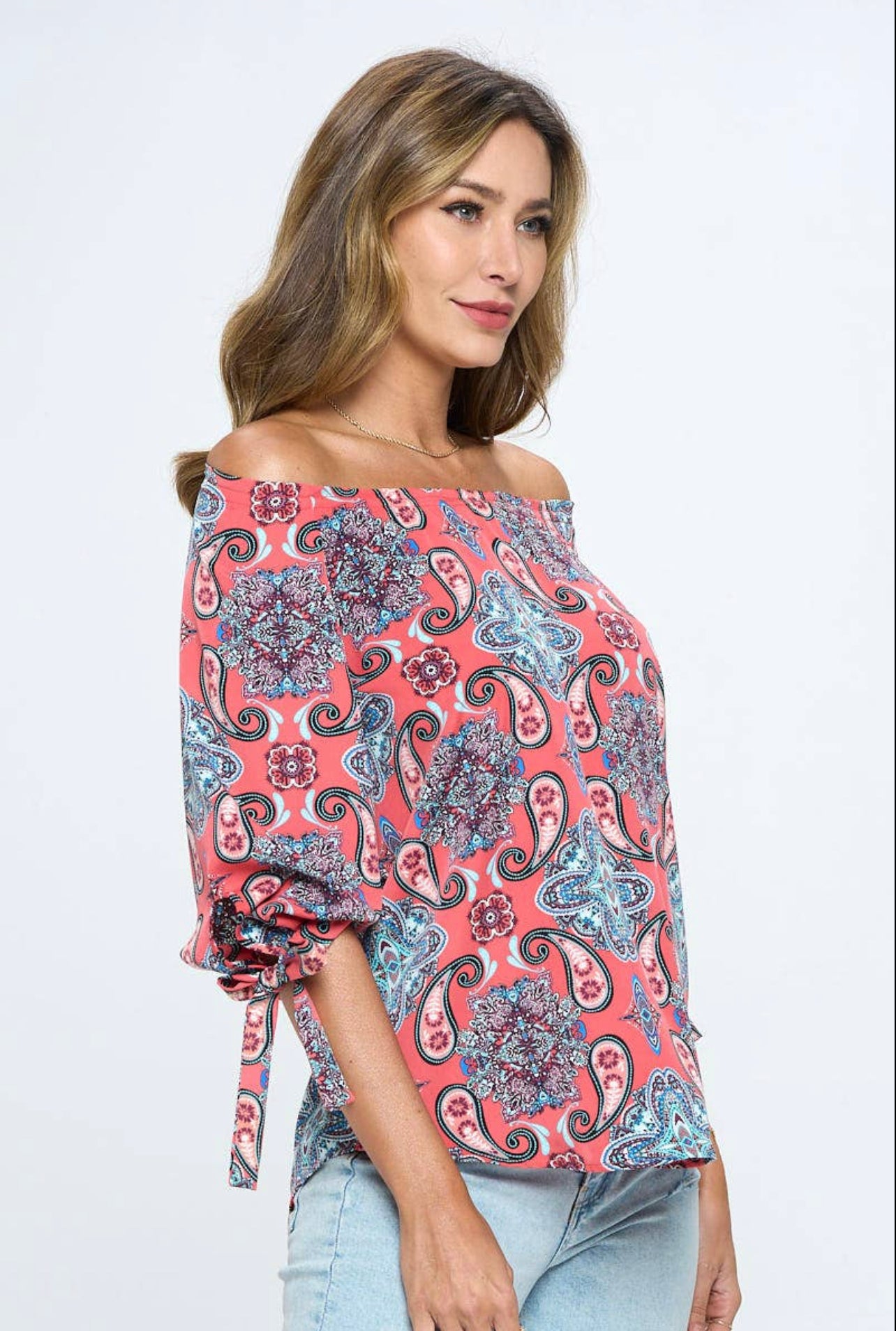 OFF SHOULDER PAISLEY TOP