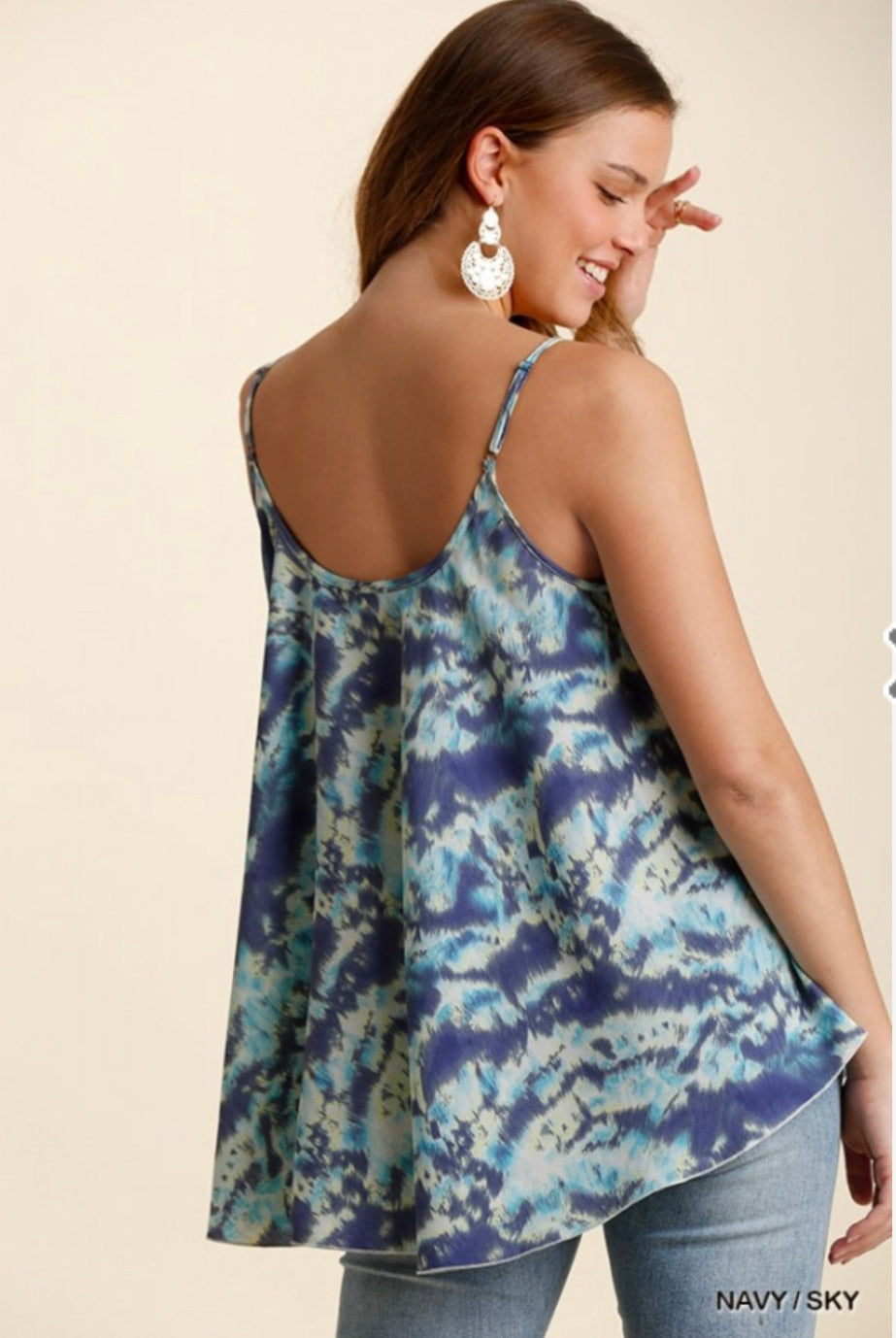TIE DYE SPAGHETTI STRAP FLOWY TOP