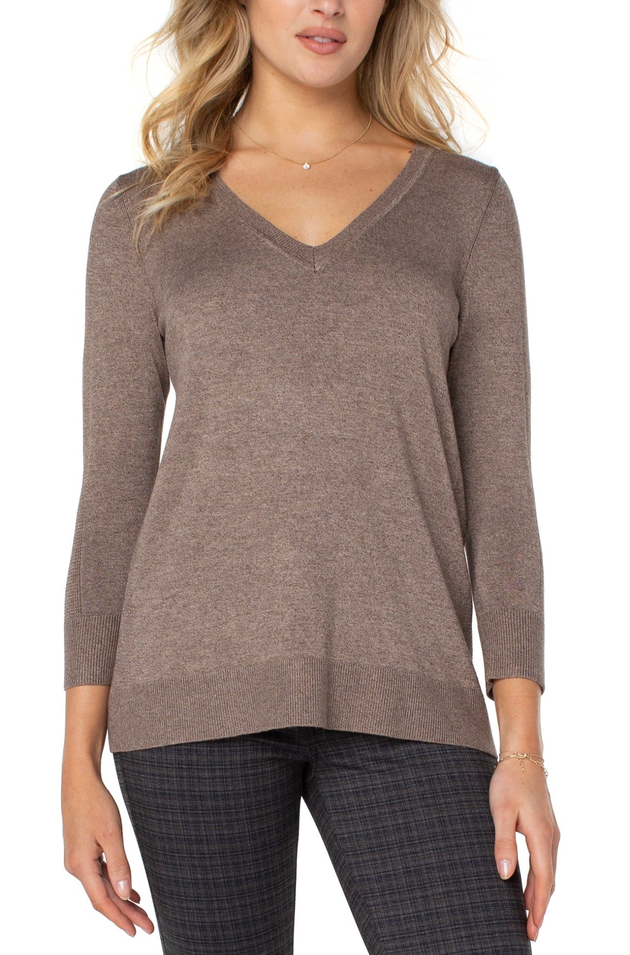 LIVERPOOL 3/4 SLV V NECK SWEATER