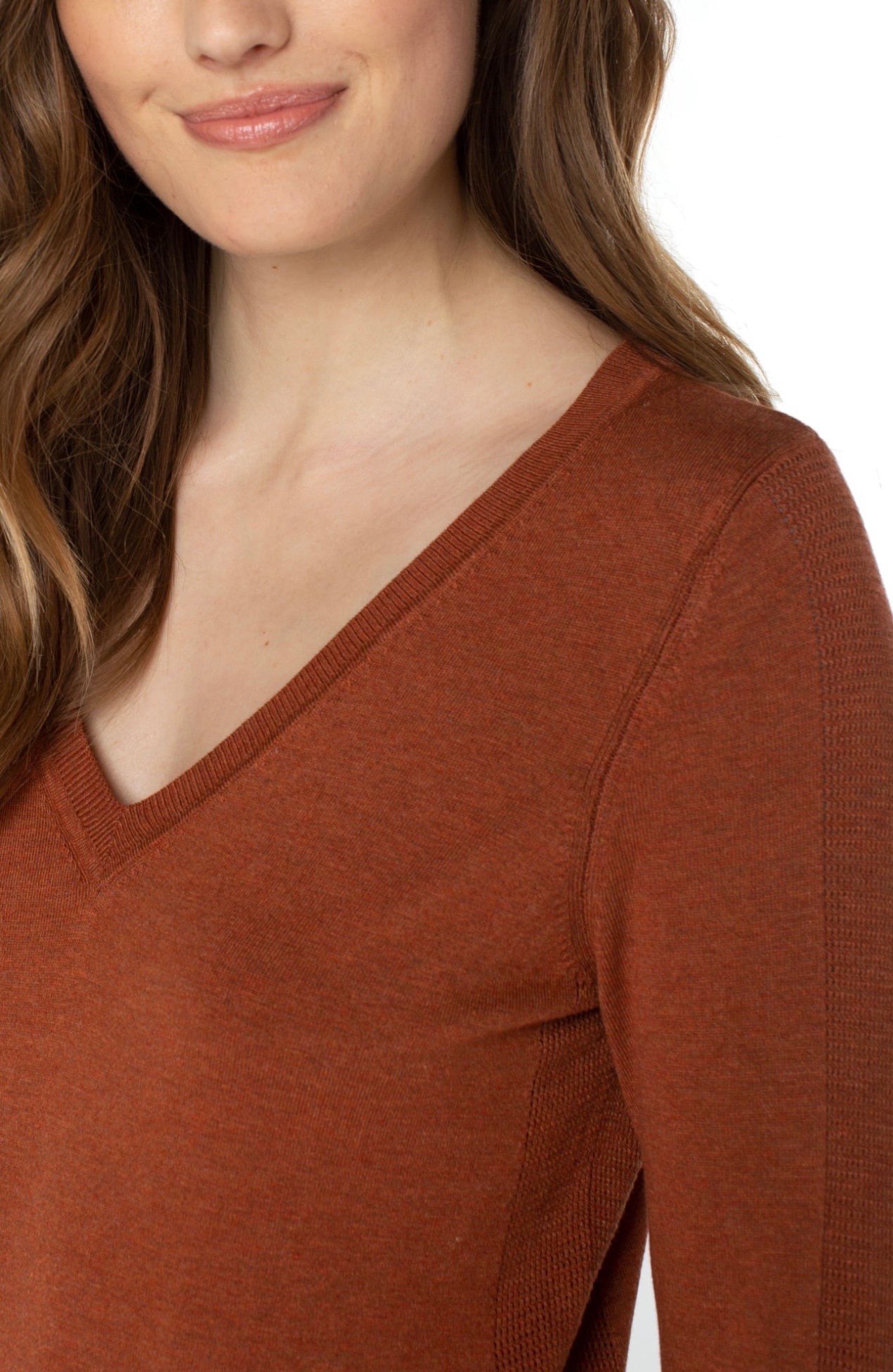 LIVERPOOL 3/4 SLV V NECK SWEATER