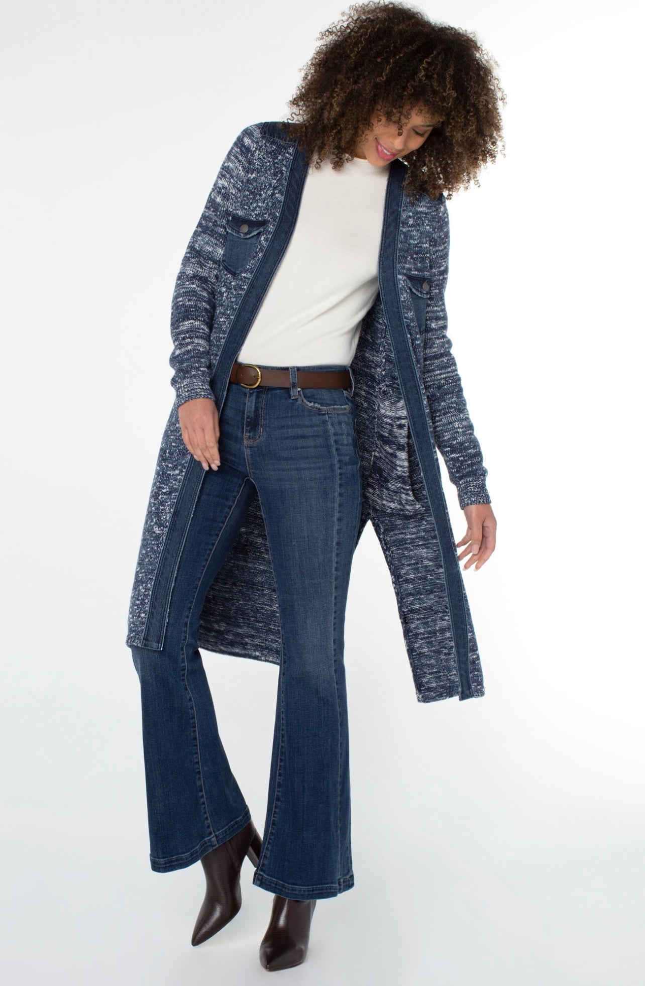 LIVERPOOL KNIT AND DENIM LONG JACKET