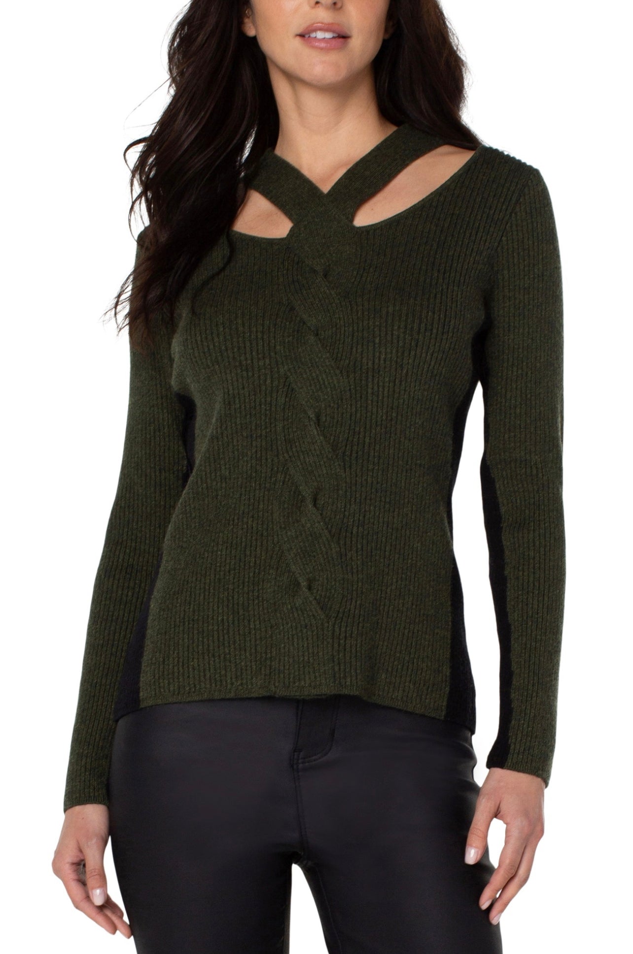 LIVERPOOL CABLE TWISTNECK WRAP SWEATER