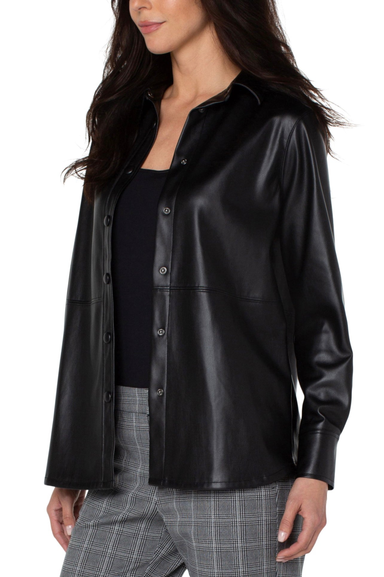 LIVERPOOL BLACK LEATHER FEEL SHACKET