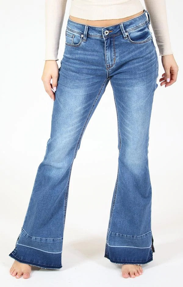 GRACE KNIT DENIM BELL BOTTOM