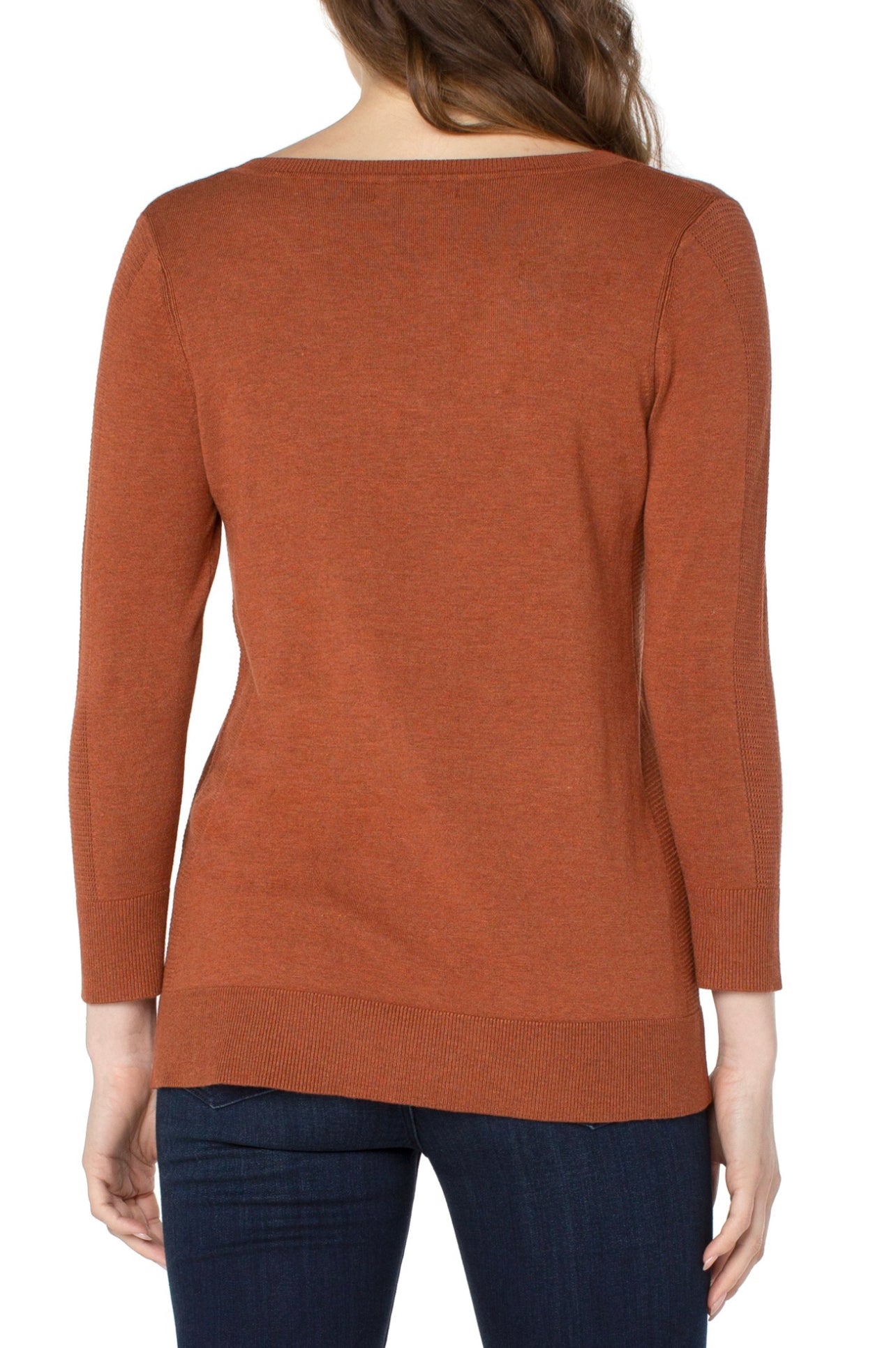 LIVERPOOL 3/4 SLV V NECK SWEATER