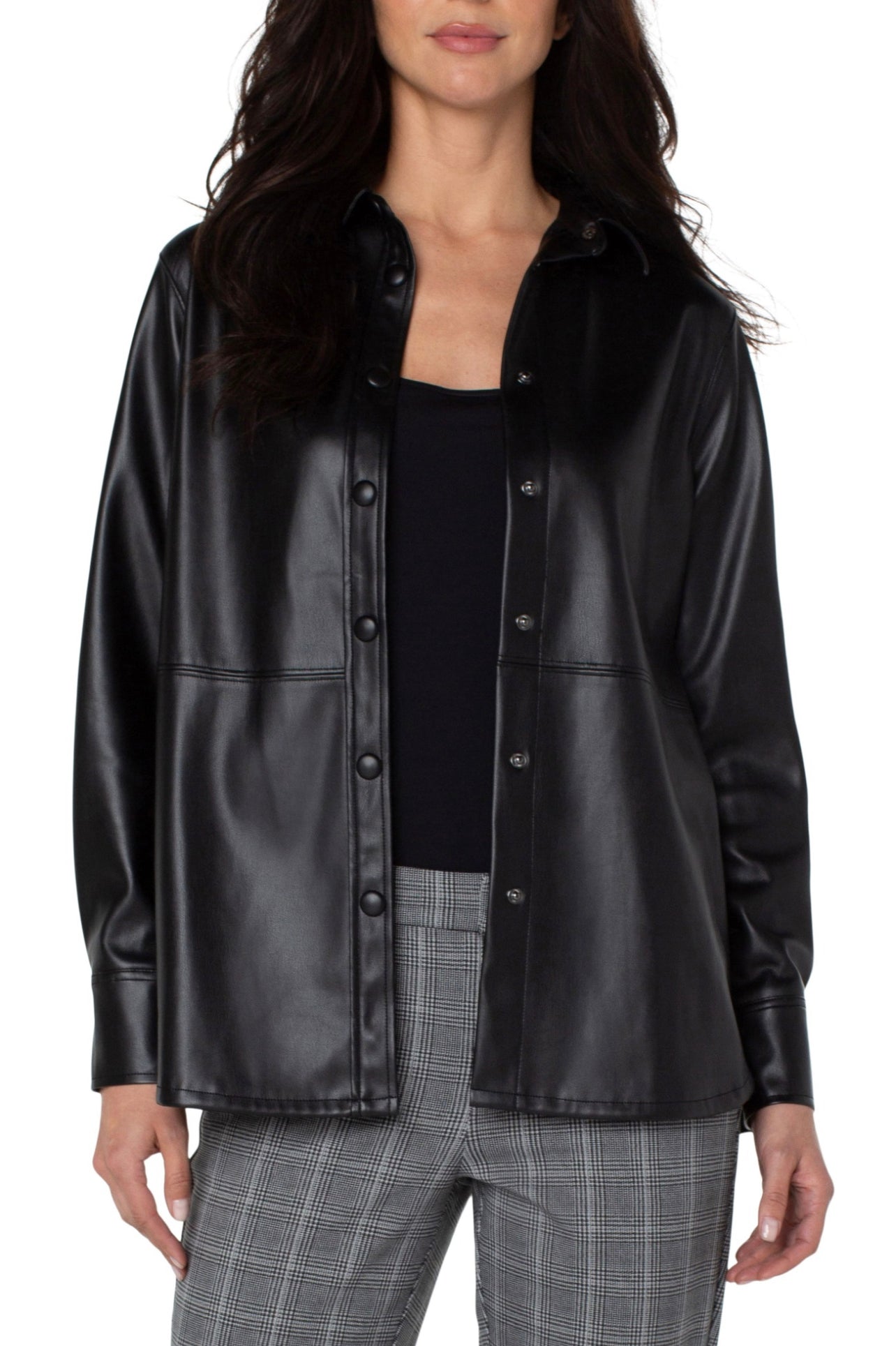 LIVERPOOL BLACK LEATHER FEEL SHACKET