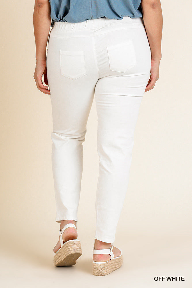 STRETCHY RIPPED FRAYED FRONT SKINNY JEGGINGS