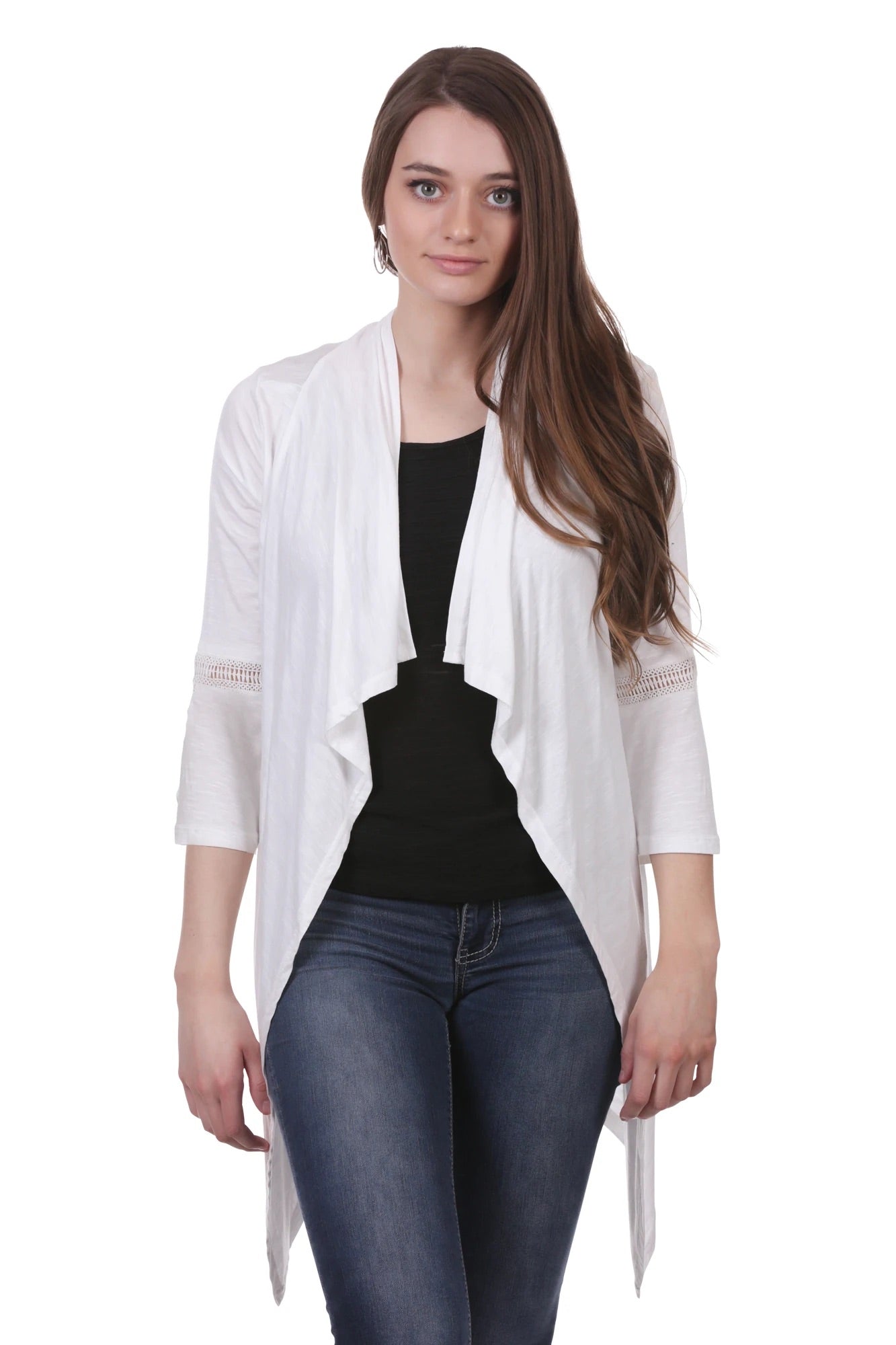 IVORY CROCHET ACCENT SHRUG