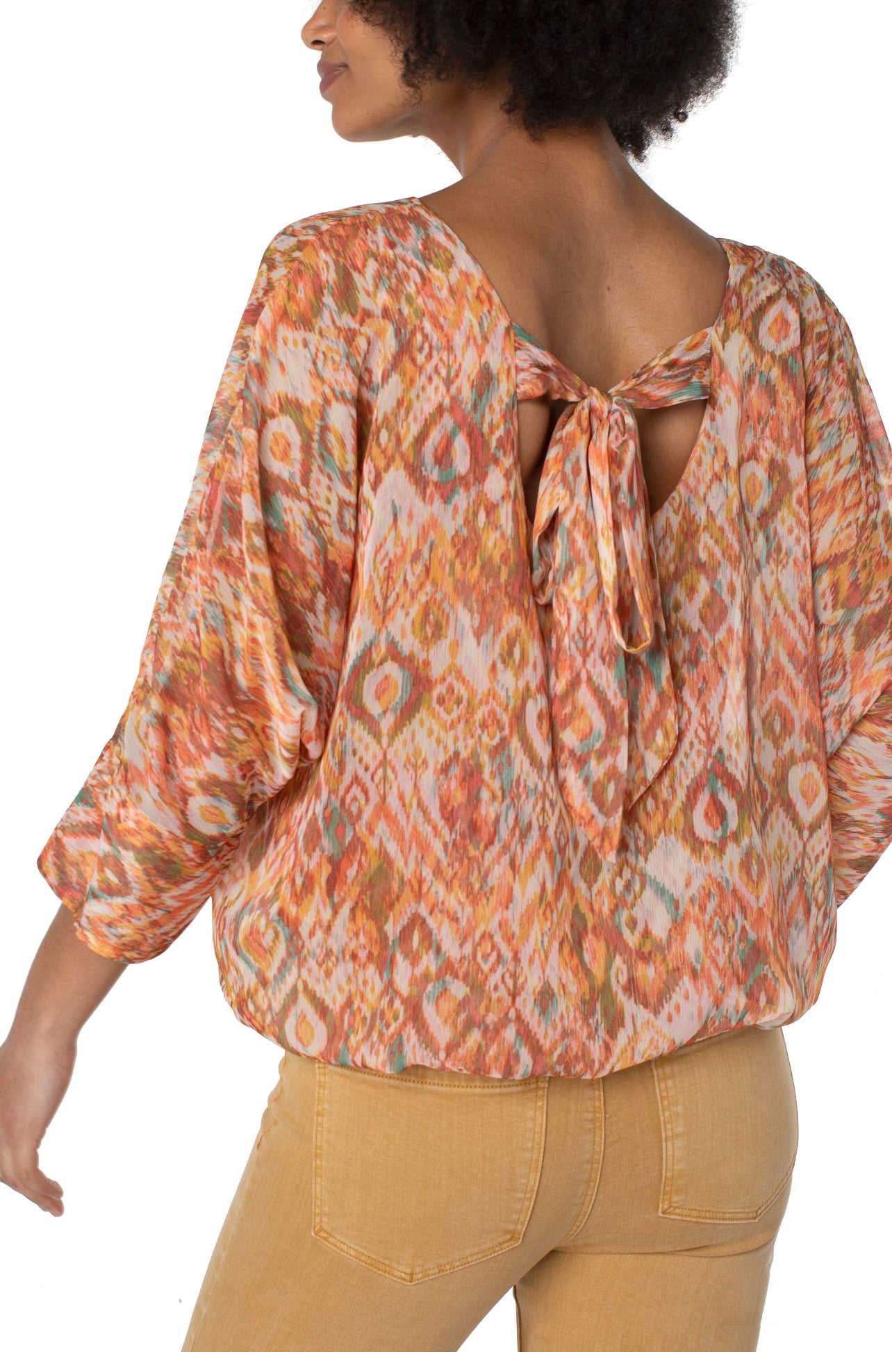 LIVERPOOL GATHERED HEM DOLMAN TIE-BACK TOP