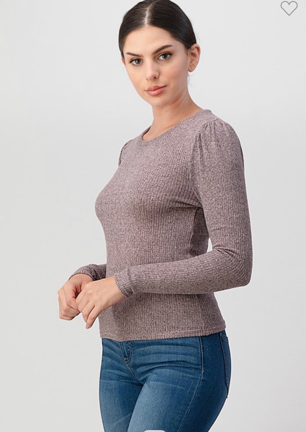 LAVENDER CREW WITH PUFF SLEEVETOP