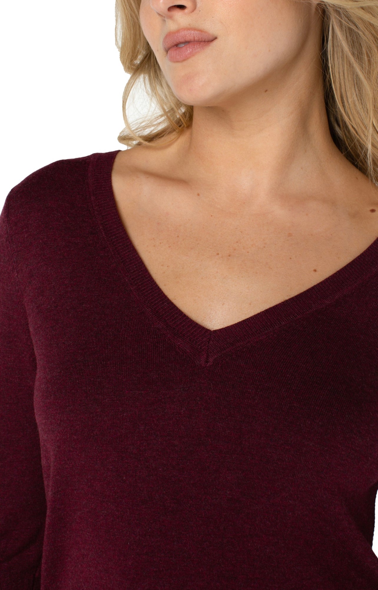 LIVERPOOL 3/4 SLV V NECK SWEATER