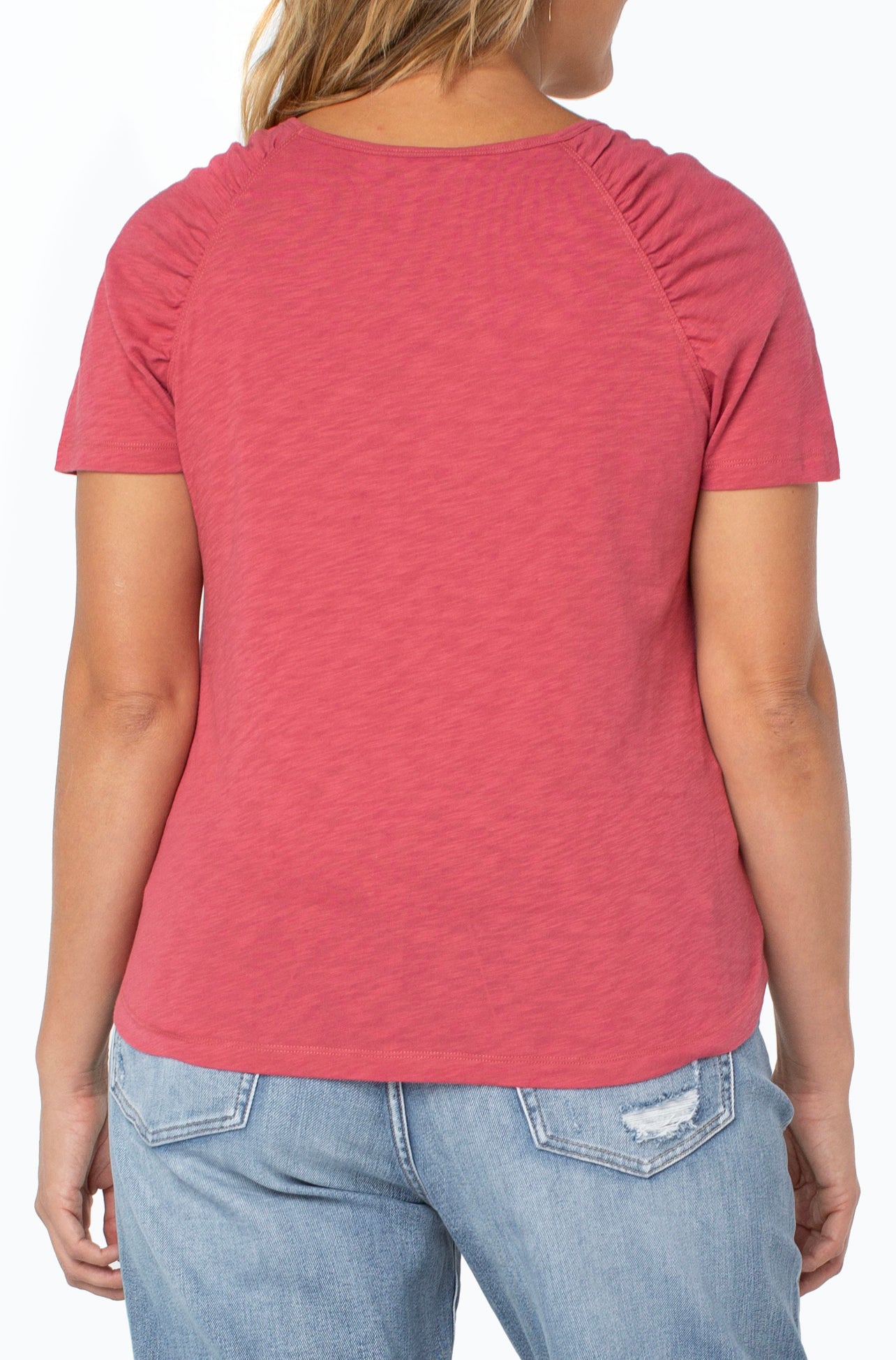 LIVERPOOL SHIRRED RAGLAN SLUB KNIT TEE