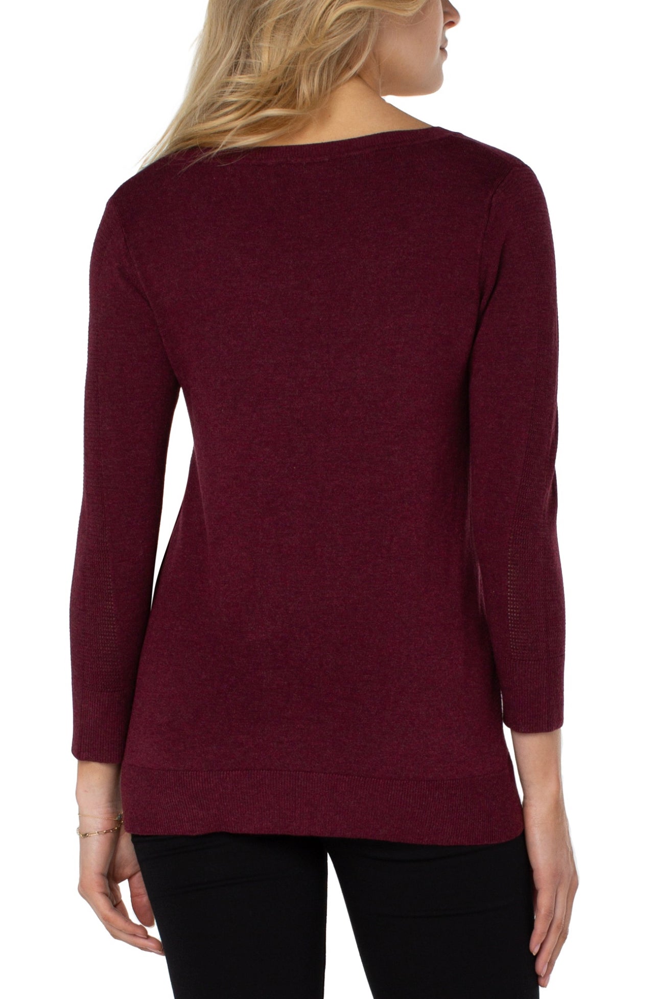 LIVERPOOL 3/4 SLV V NECK SWEATER
