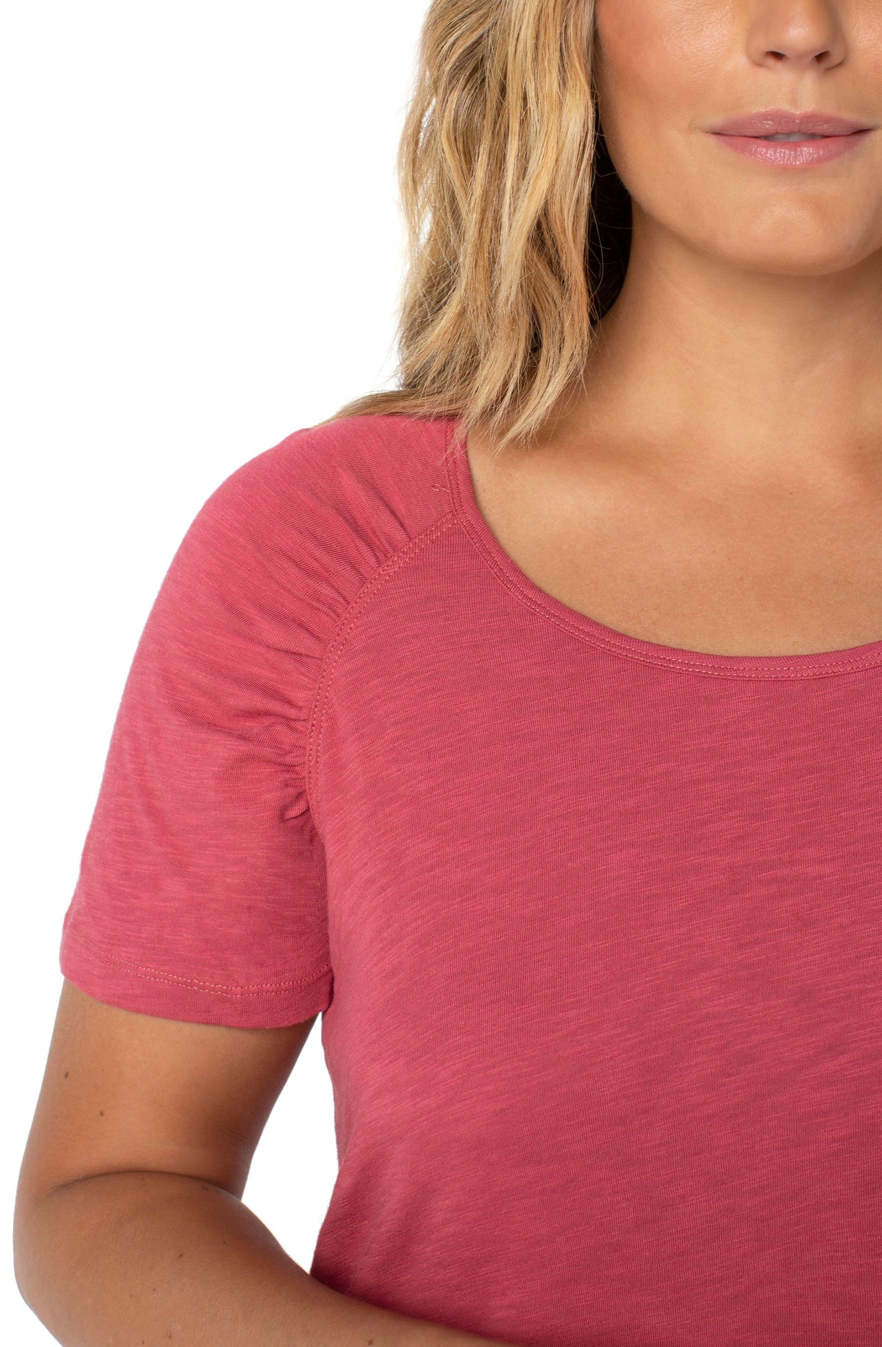 LIVERPOOL SHIRRED RAGLAN SLUB KNIT TEE