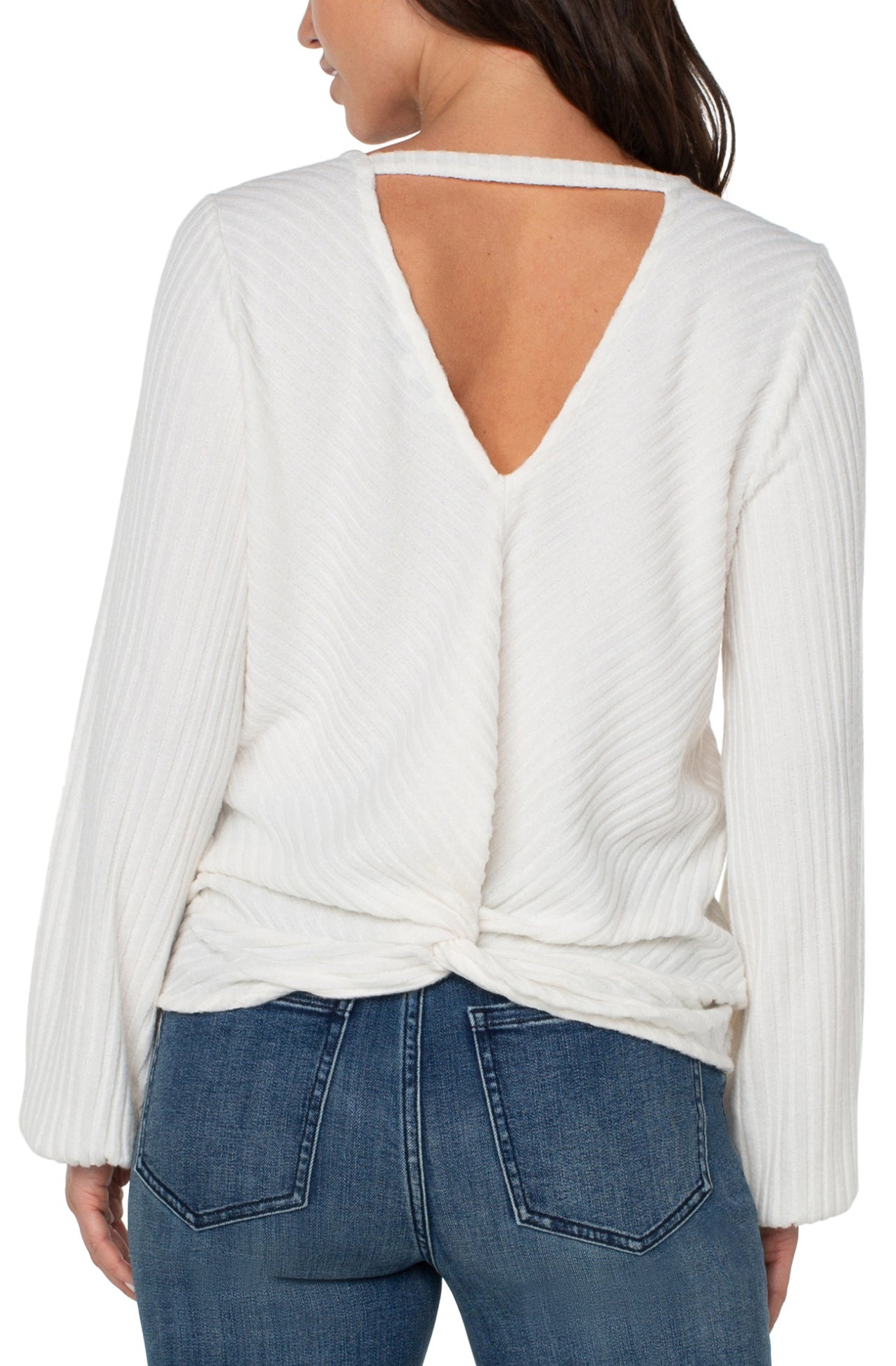 TWIST BACK LS KNIT TOP