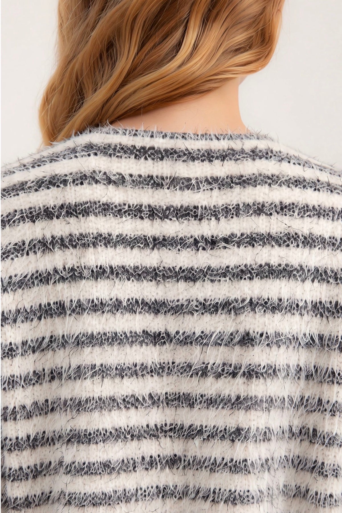 Long sleeve bow neck knit top sweater