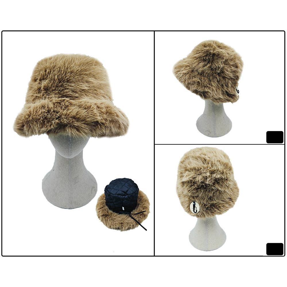 Fuzzy Faux Fur Bucket Hat