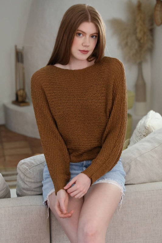 OPEN KNIT LIGHT WEIGHT PULLOVER SWEATER