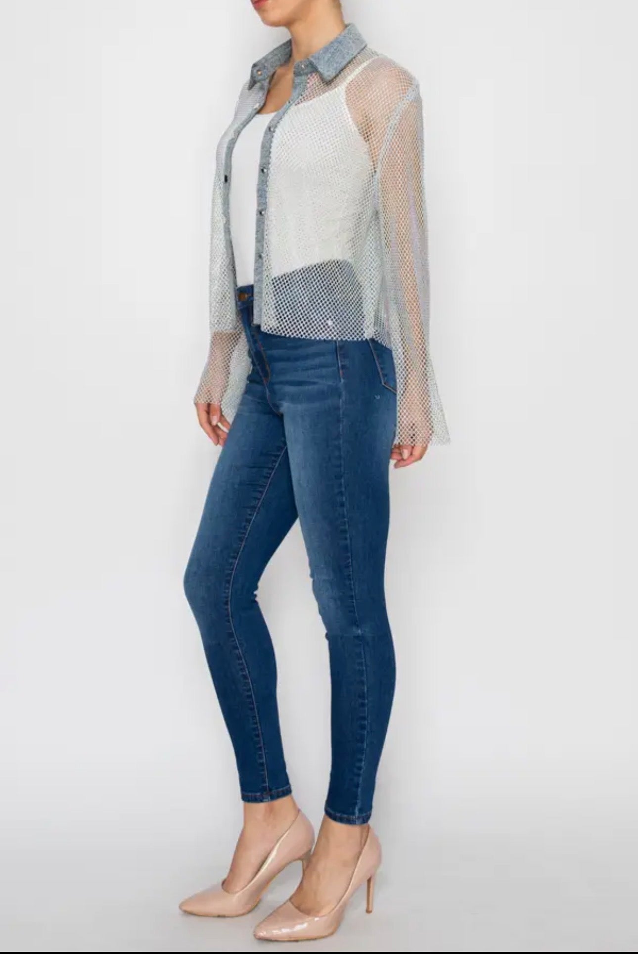 LONG SLEEVE SPARKLY MESH JACKET